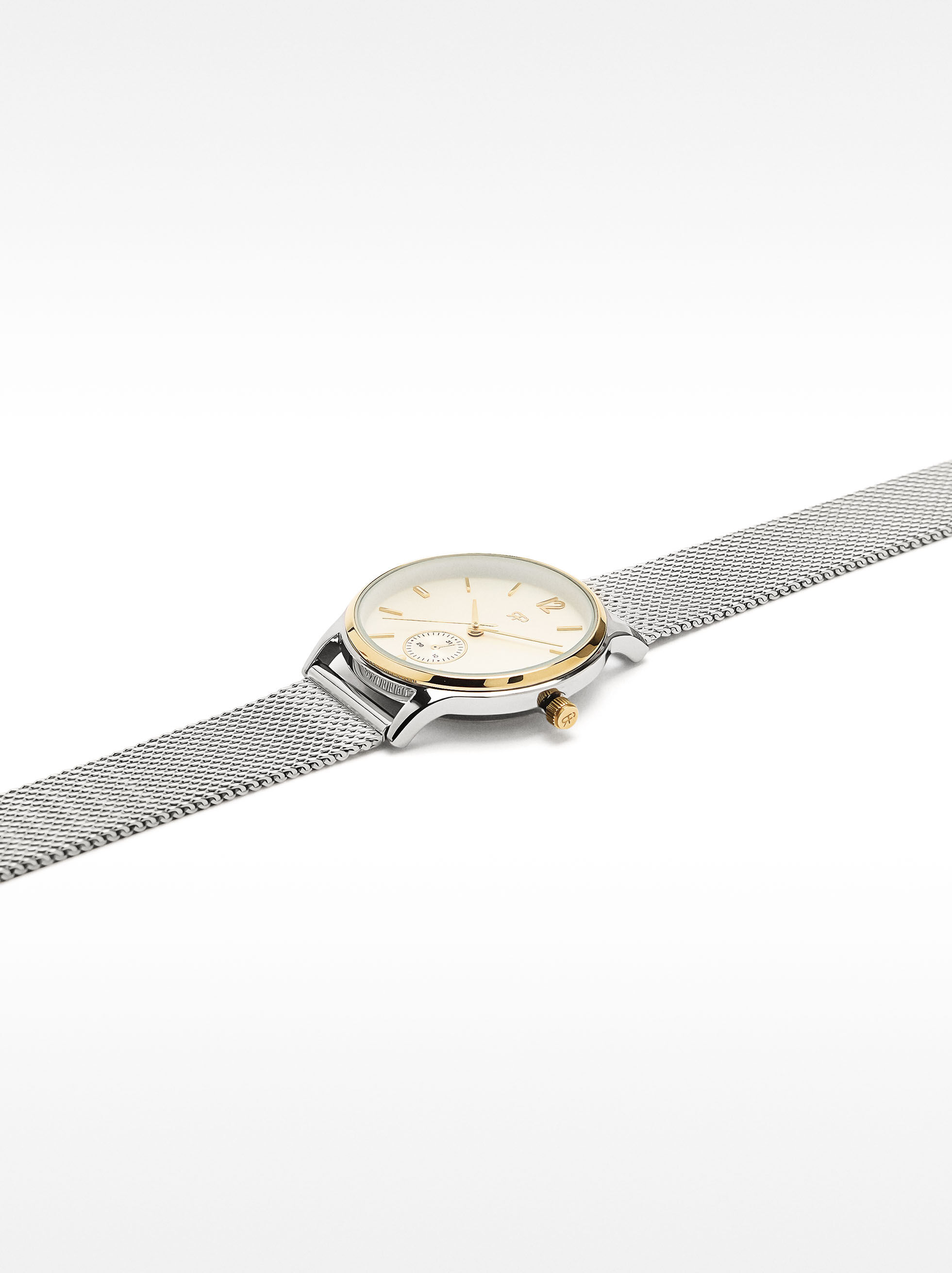 Relógio bracelete de malha metálica aço