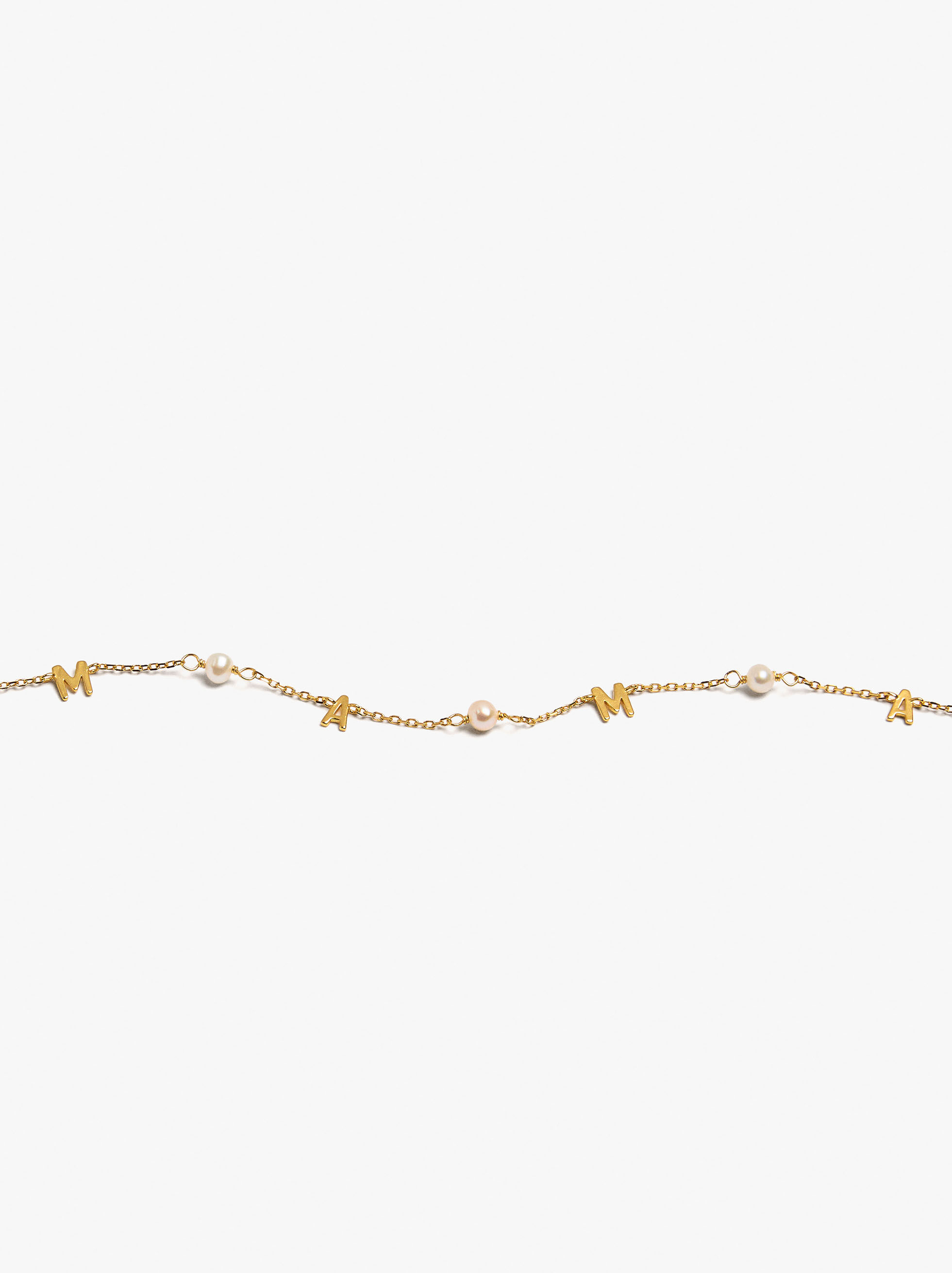 Pulseira MAMA com pérolas de água doce - prata de lei 925