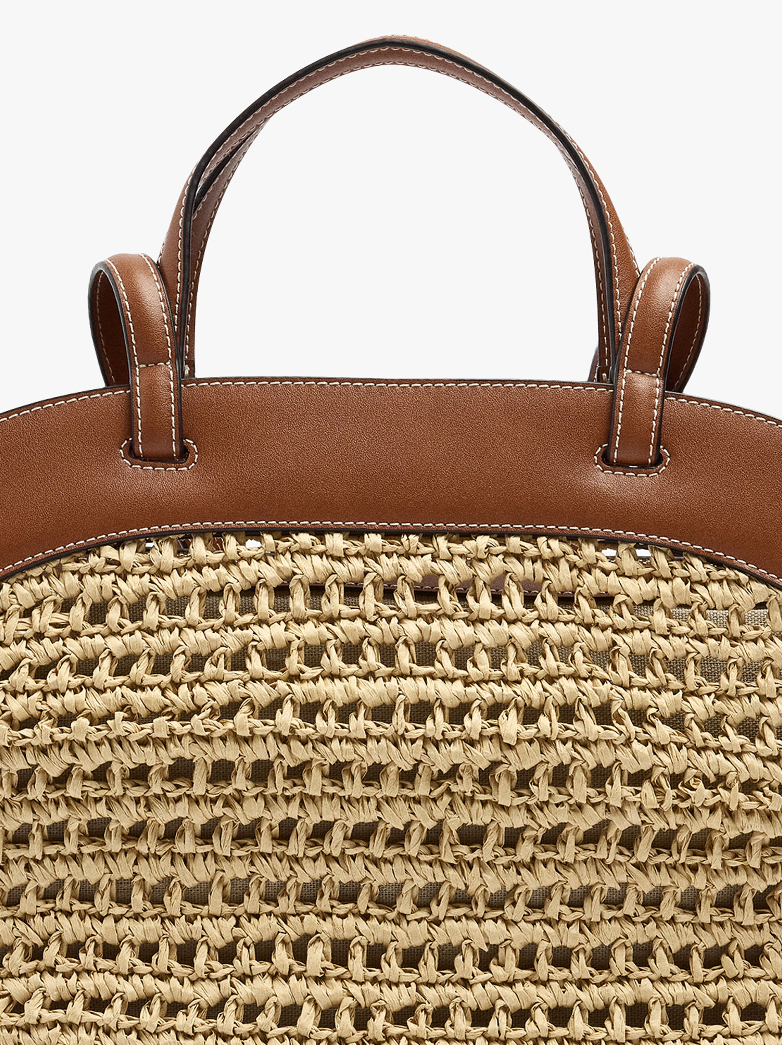 Mala shopper efeito palha com bolsa removível