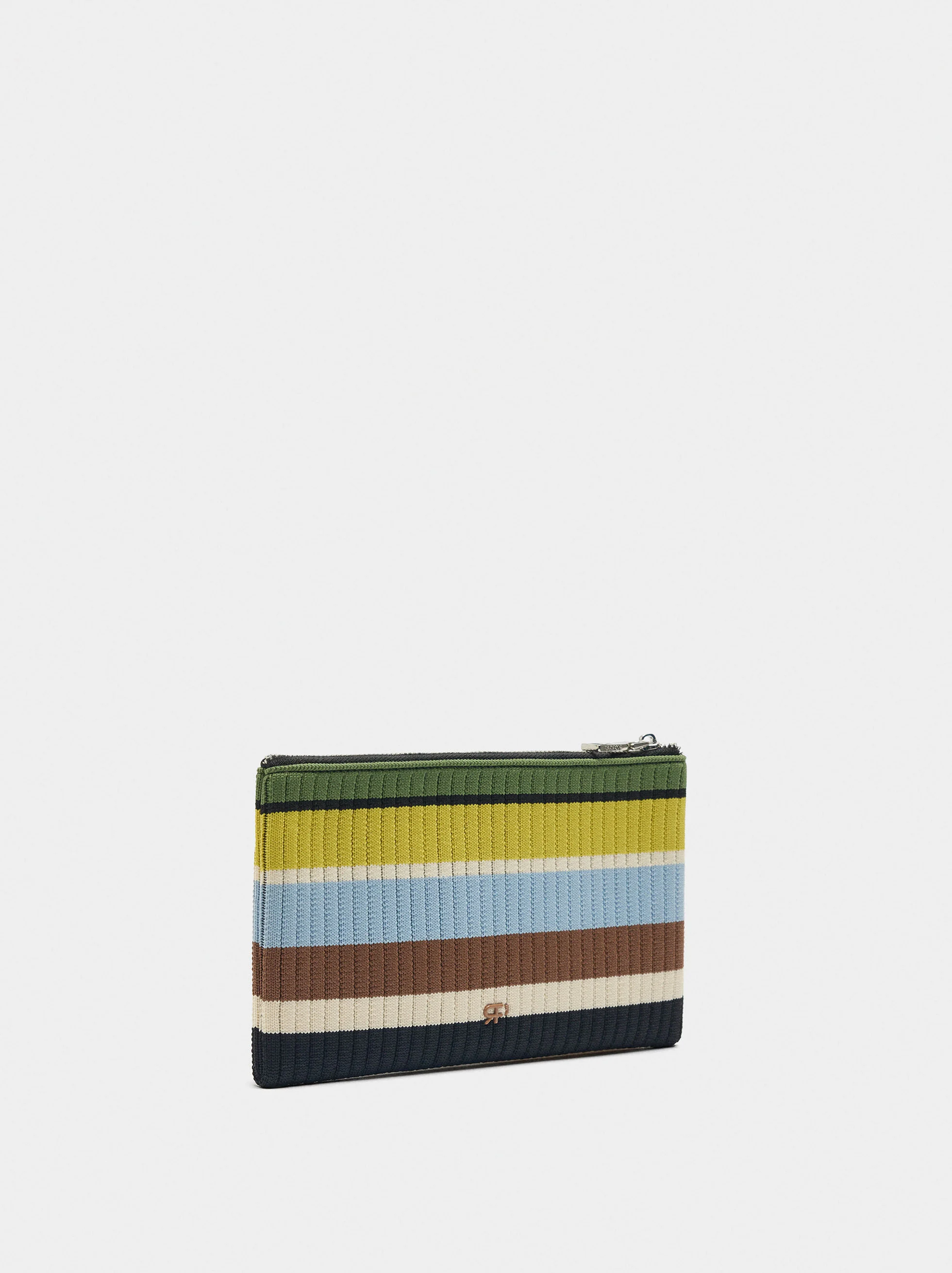 Bolsa para moedas de malha às riscas