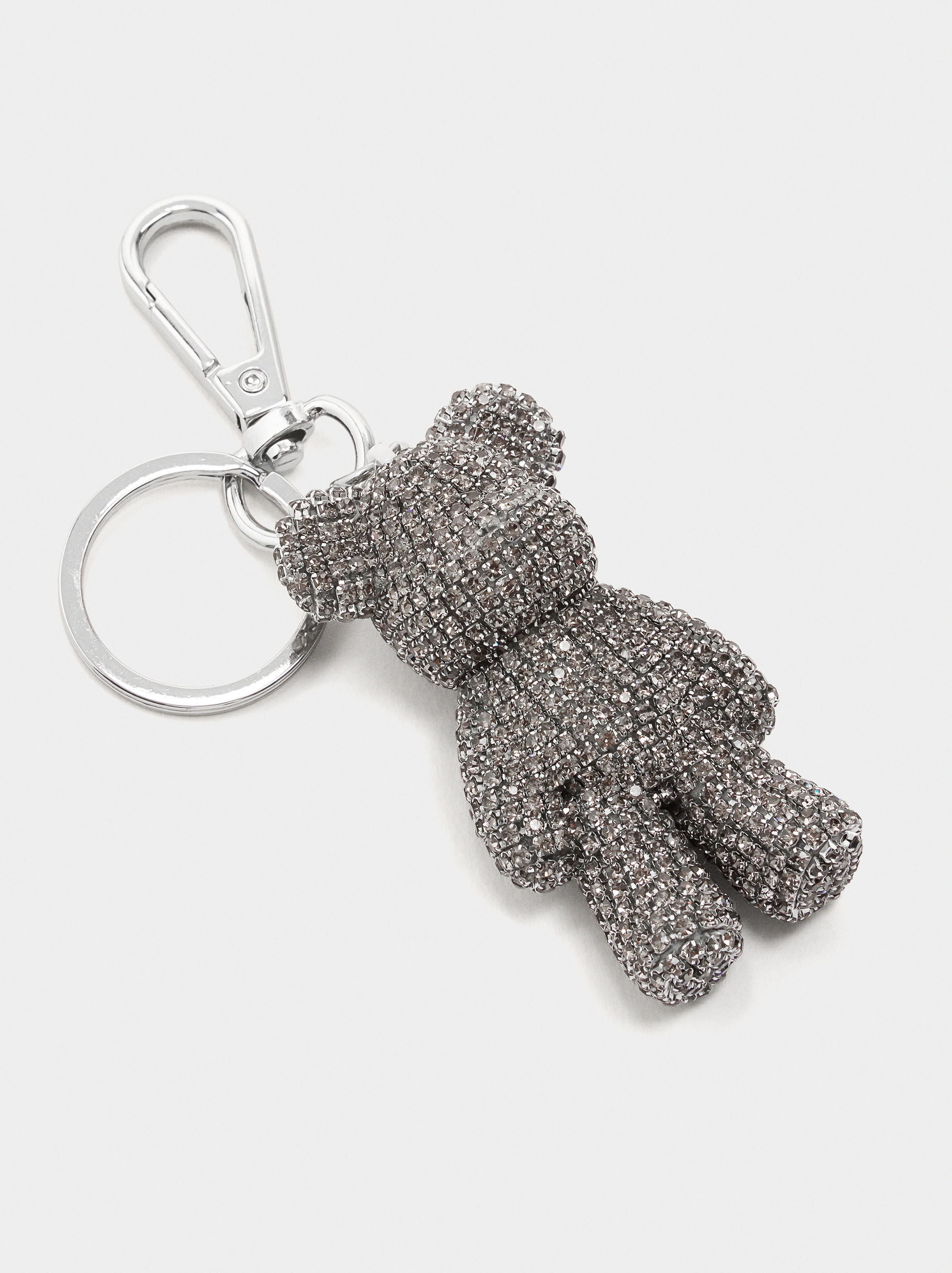Porta-chaves charm urso com brilhantes