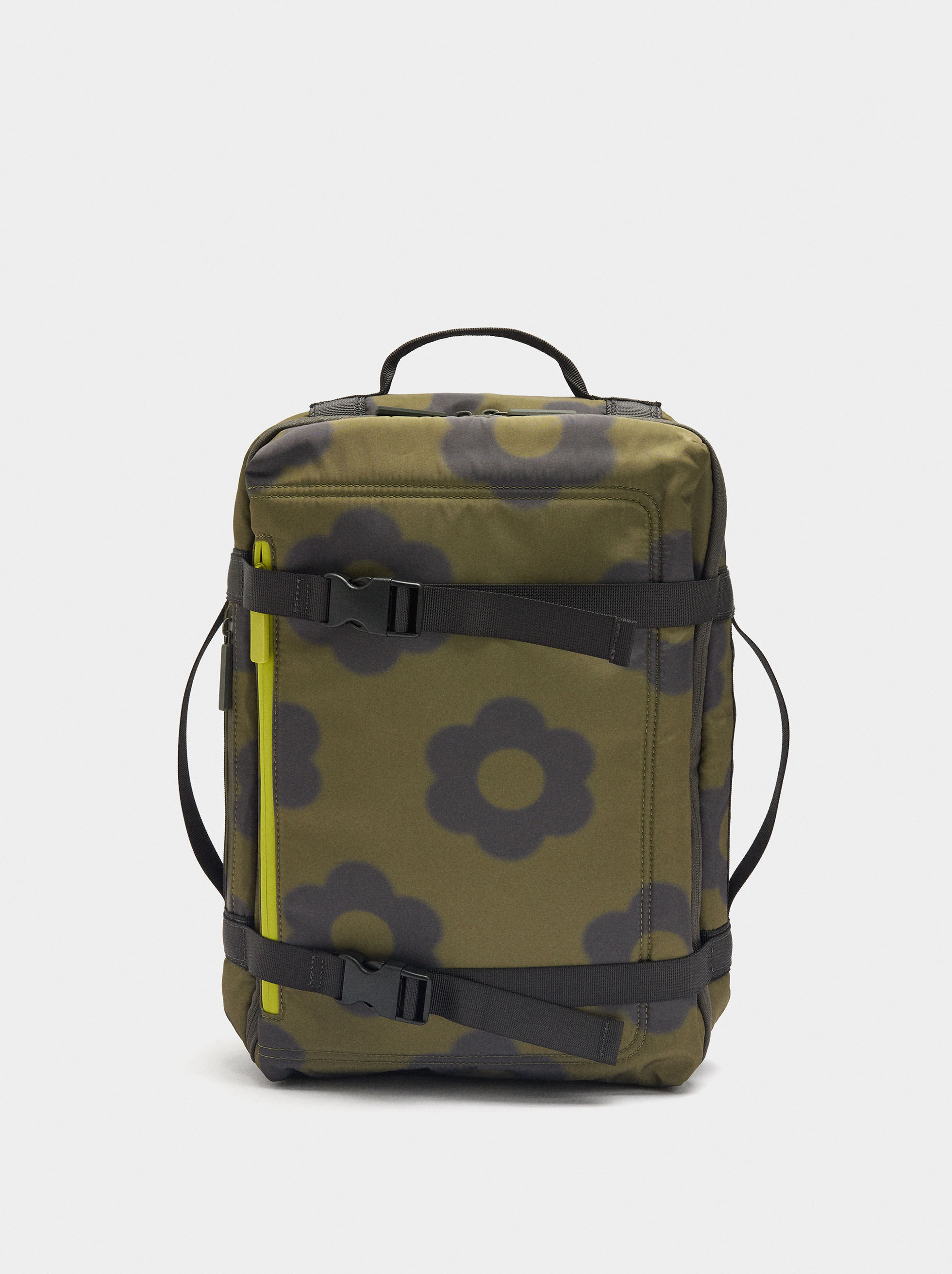 Mochila de cabine de nylon estampado floral