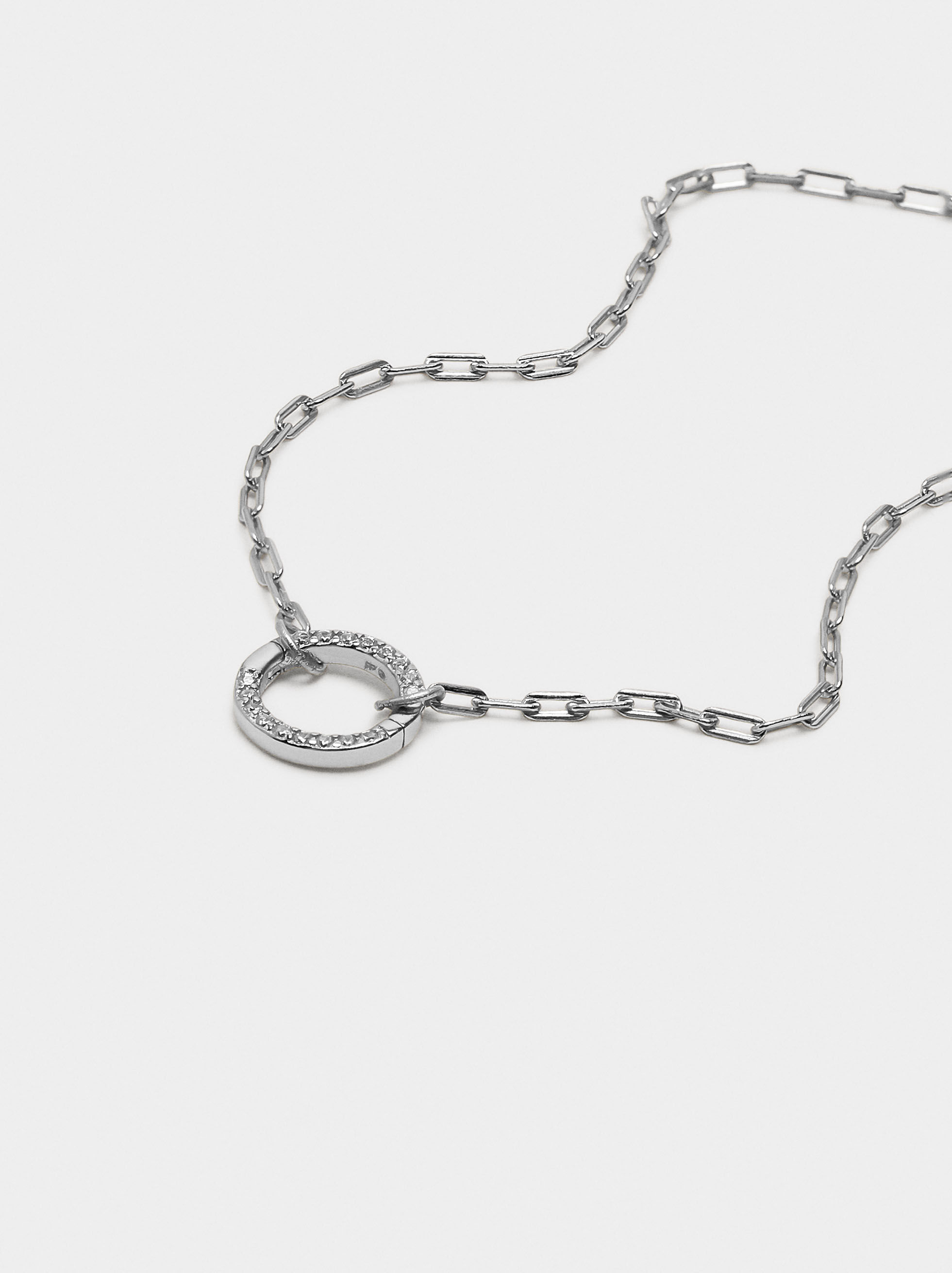 Pulseira de elos pendente com zircónias – prata de lei 925 Pulseira de elos pendente com zircónias - prata de lei 925