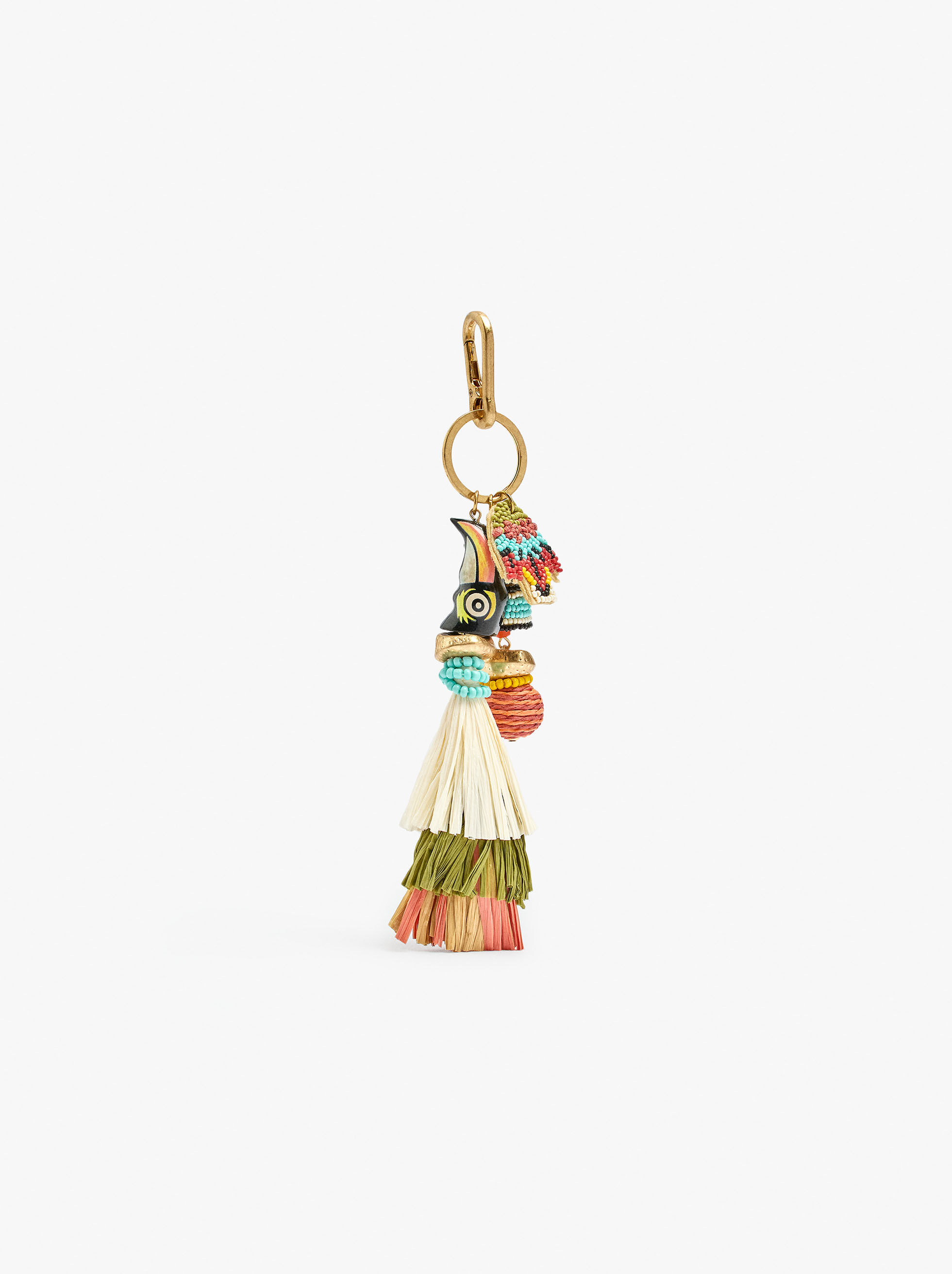 Porta-chaves charm pássaro com missangas