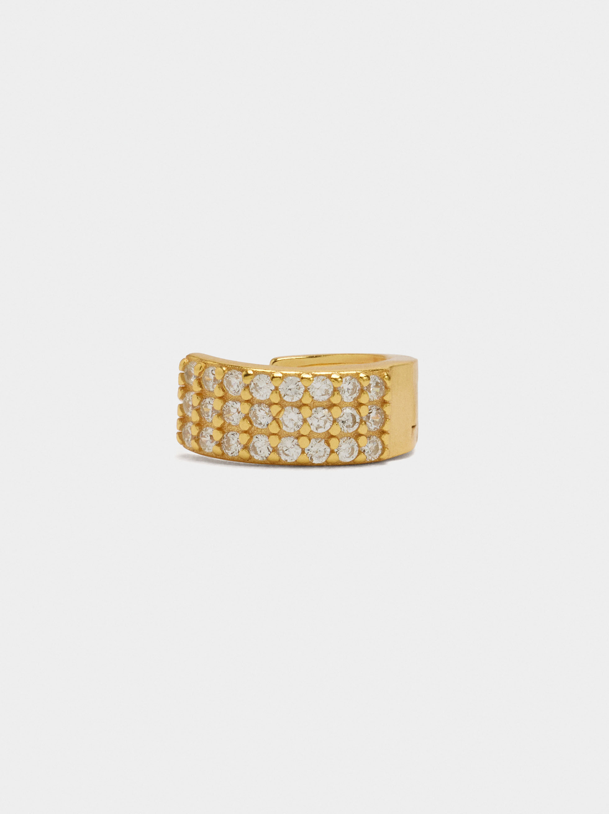 Argola individual larga com zircónias - prata de lei 925