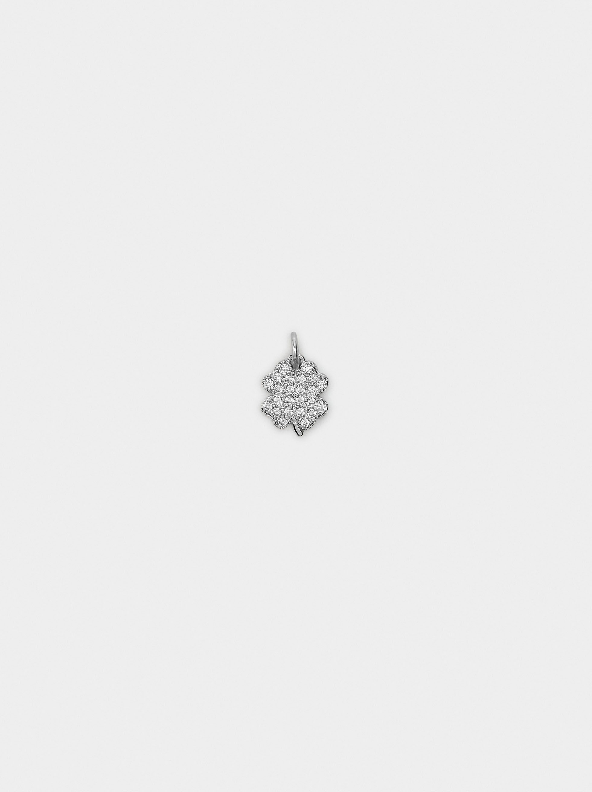 Charm trevo com zircónias - prata de lei 925