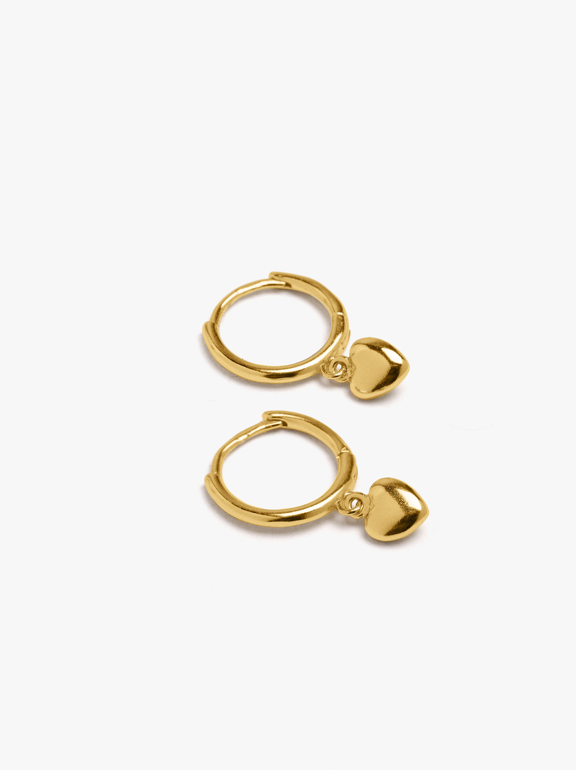 Argolas pendente de coração banho de ouro 18k - prata de lei 925