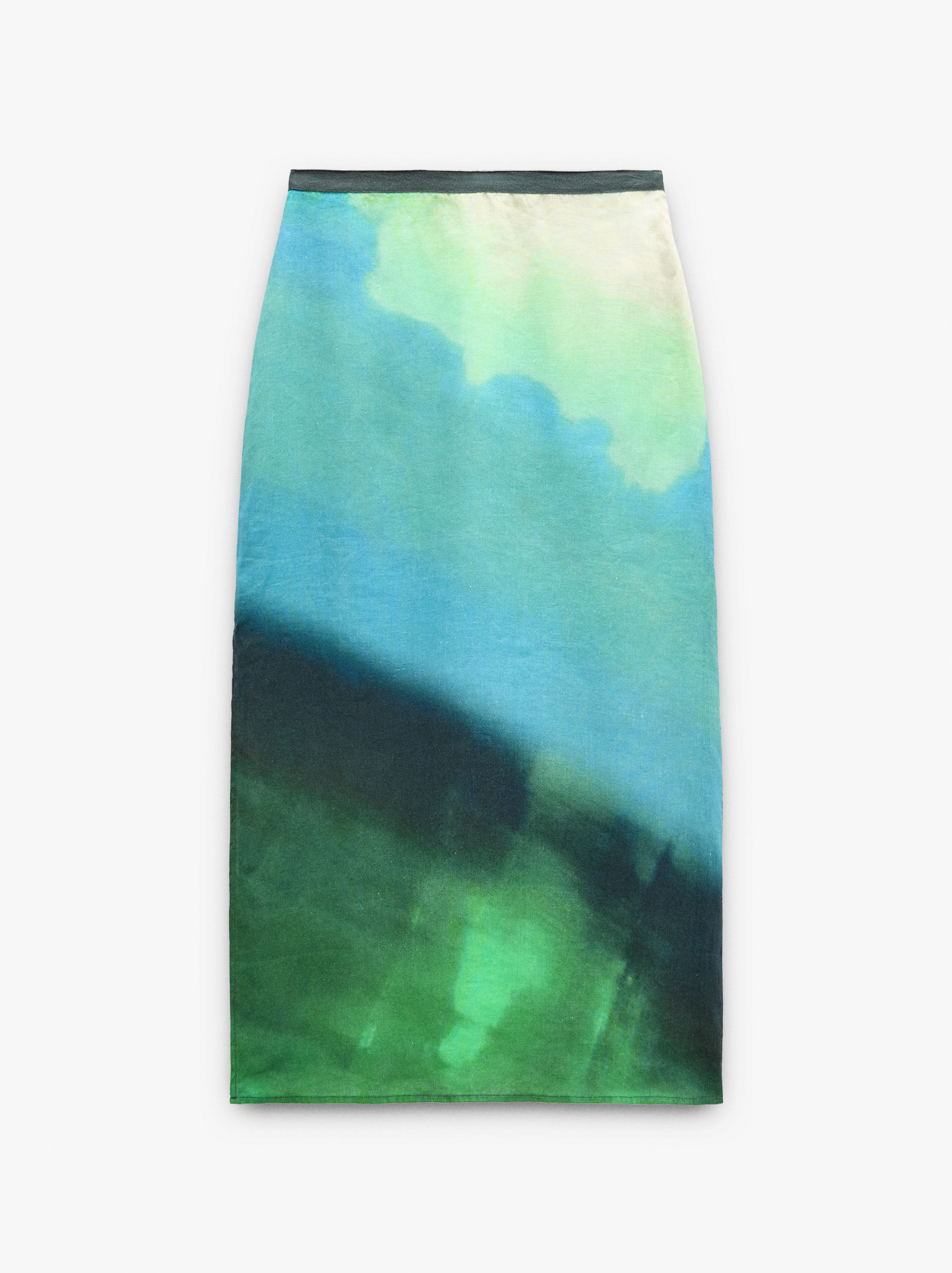 Saia midi estampada 100% linho