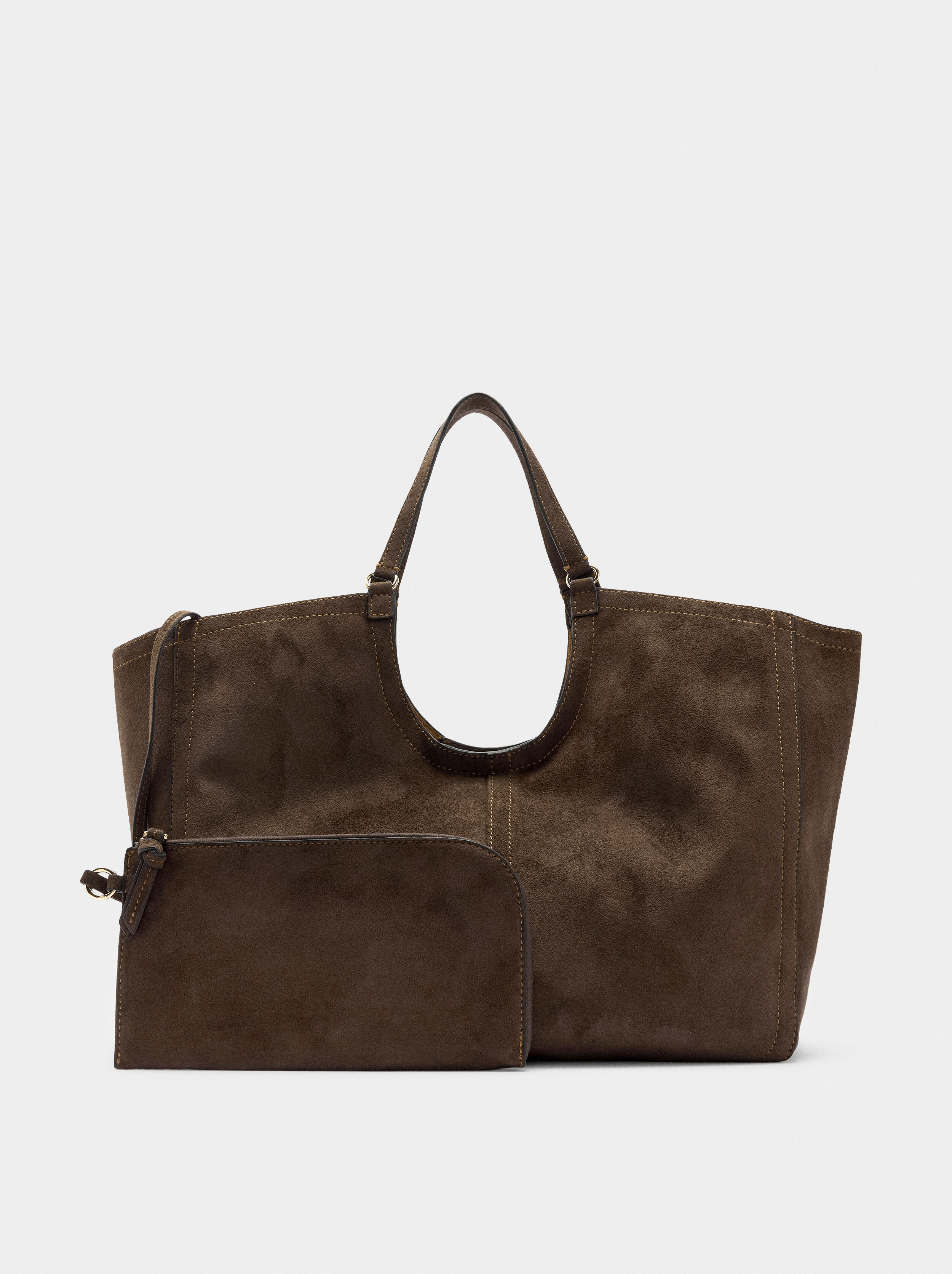 Mala shopper efeito pele com bolsa