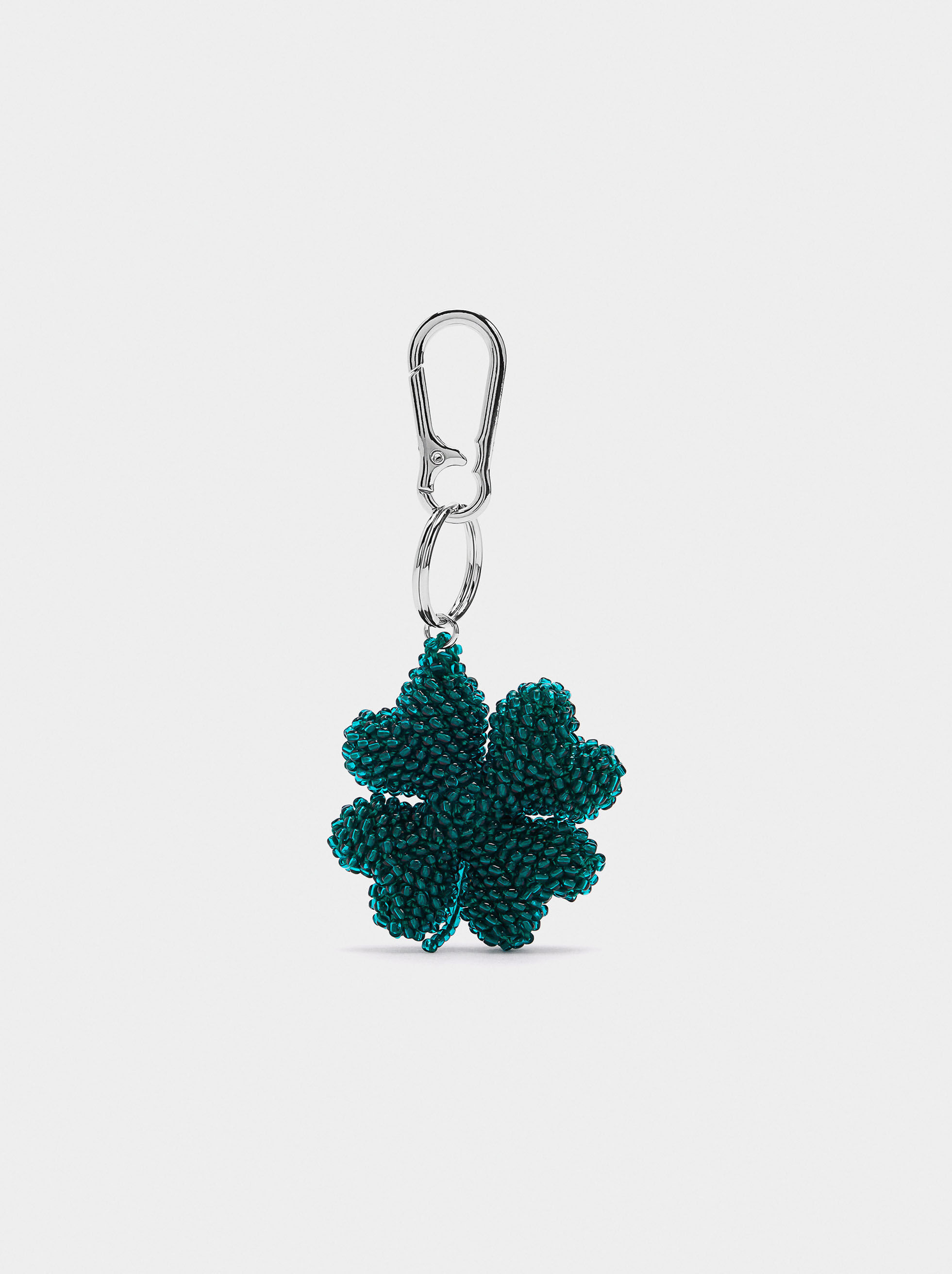 Porta-chaves charm trevo de missangas
