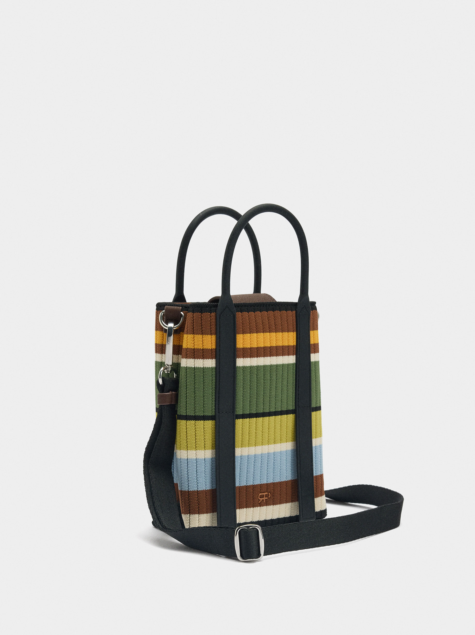Bolsa para telemóvel de malha às riscas