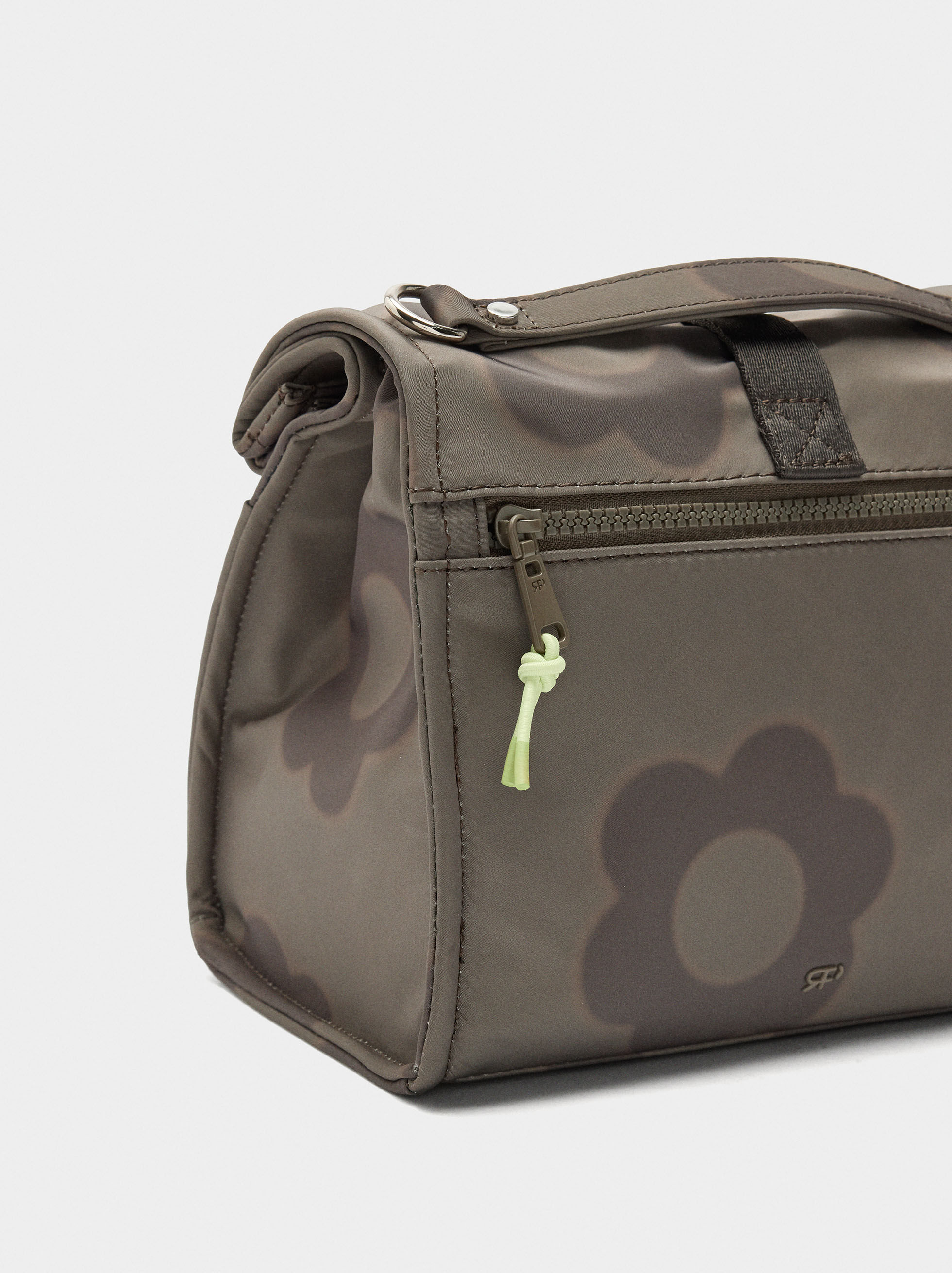Lancheira de nylon estampado floral