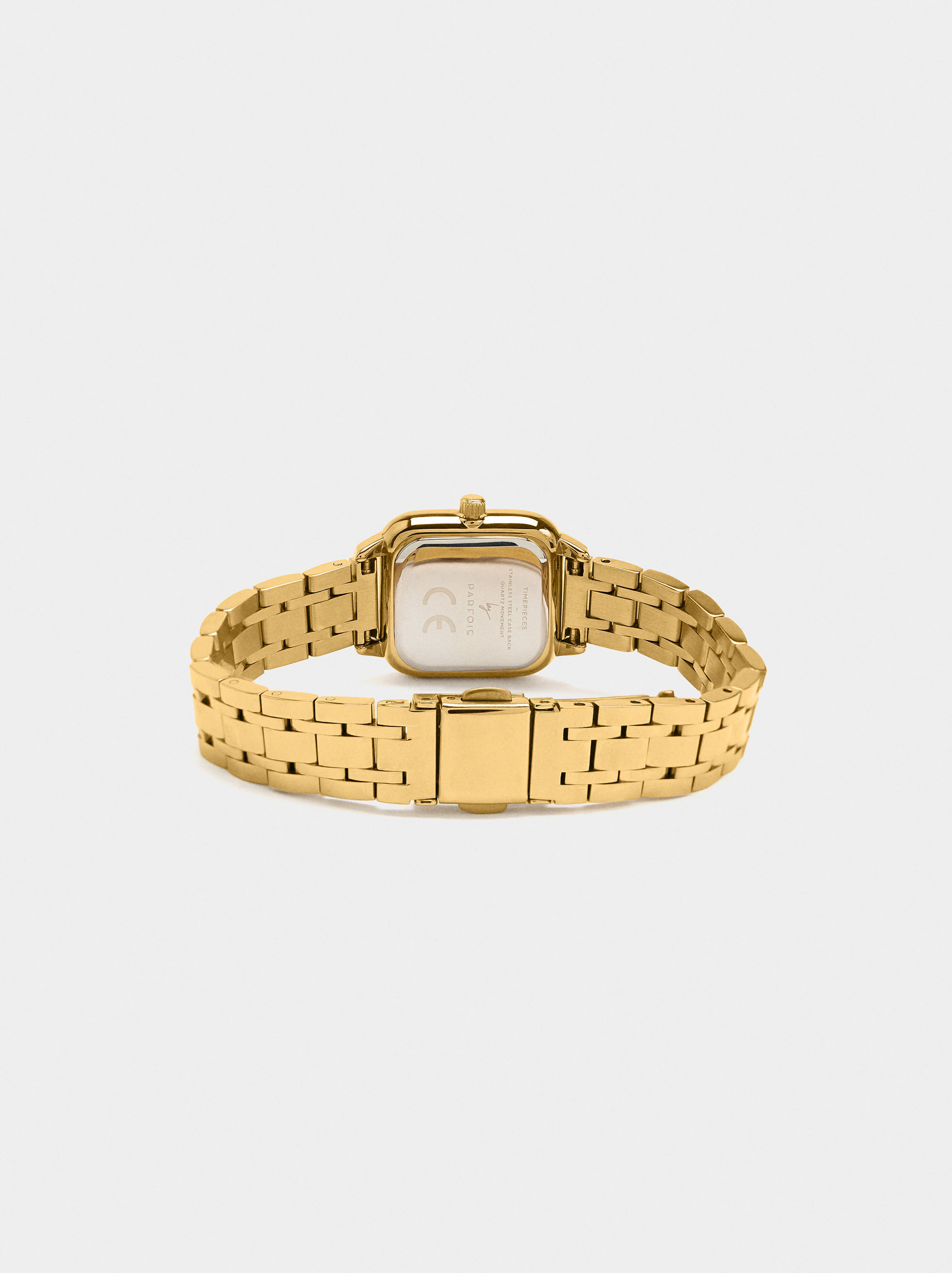 Relógio quadrado bracelete de aço inoxidável