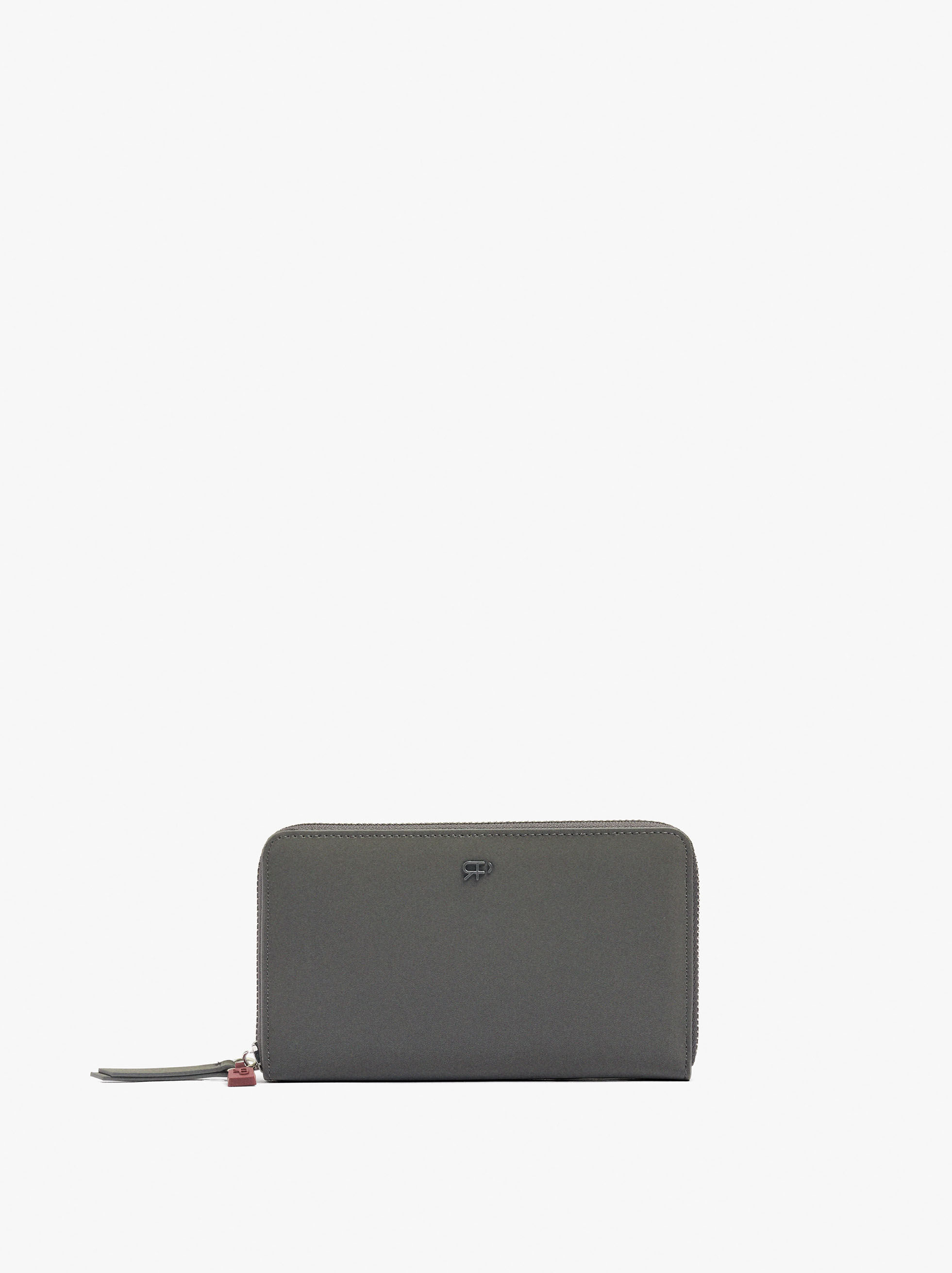 Porta-moedas textura suave com fecho de correr