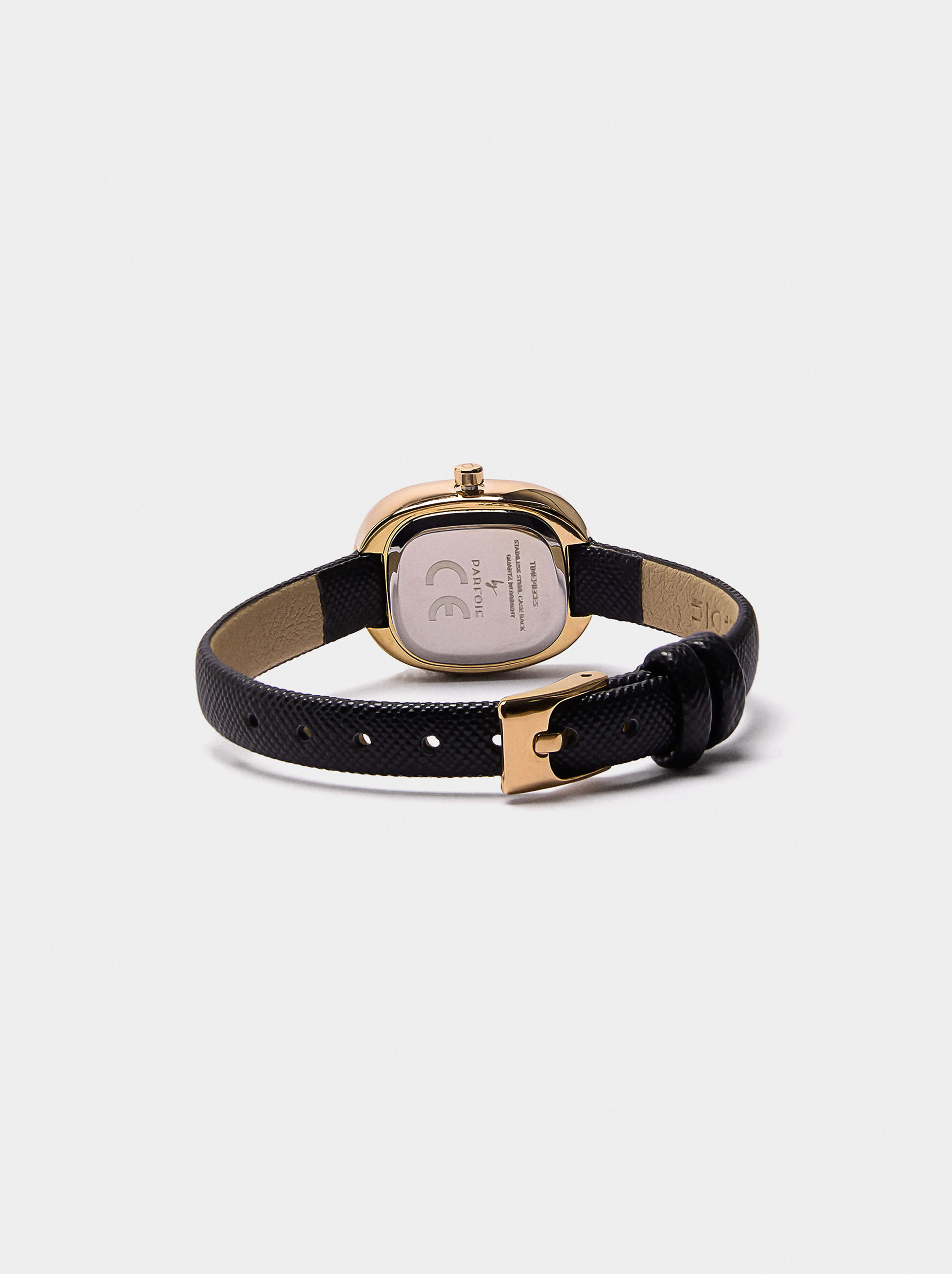 Relógio oval pulseira com textura