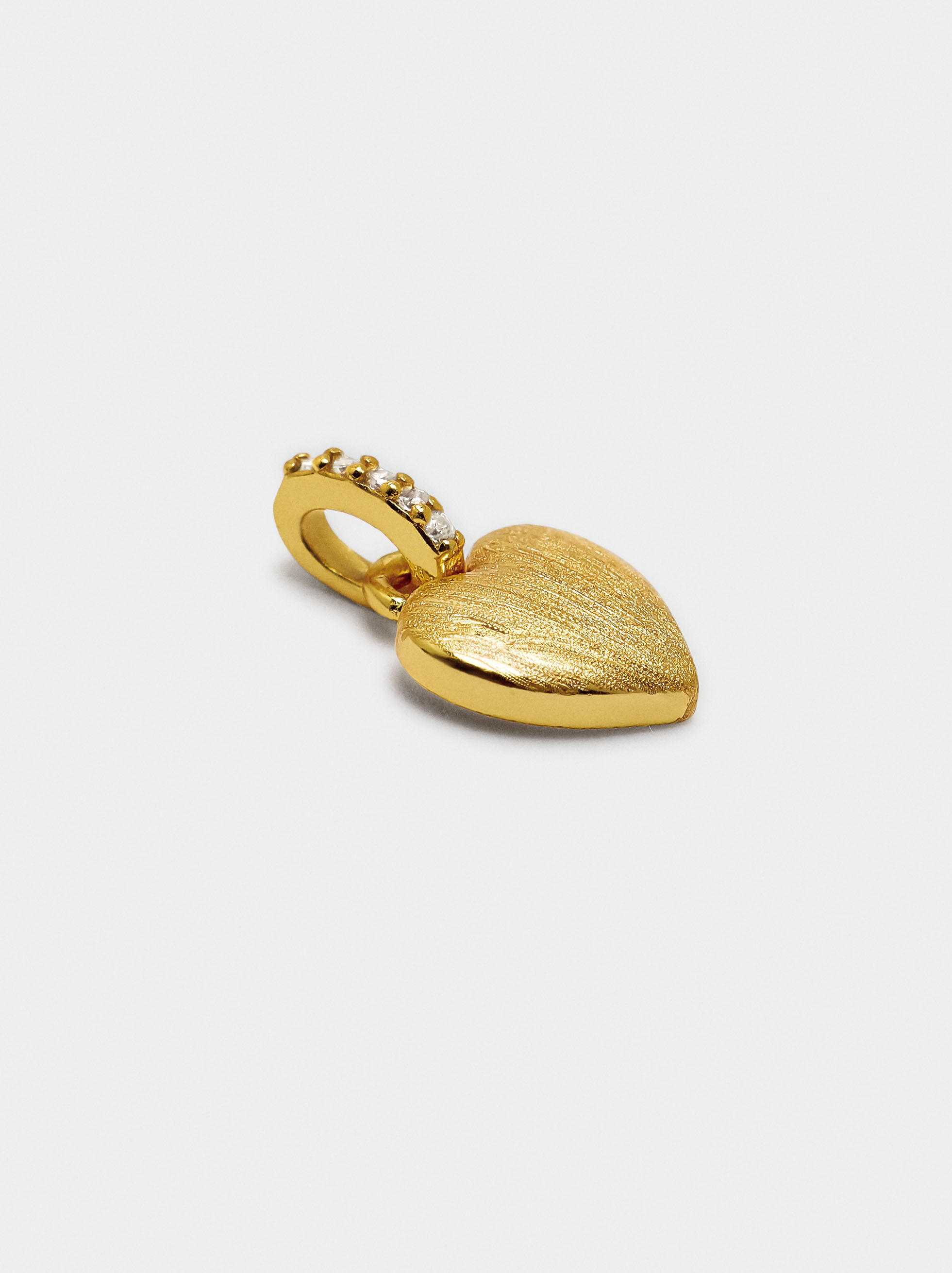 Charm coração com zircónias - prata de lei 925