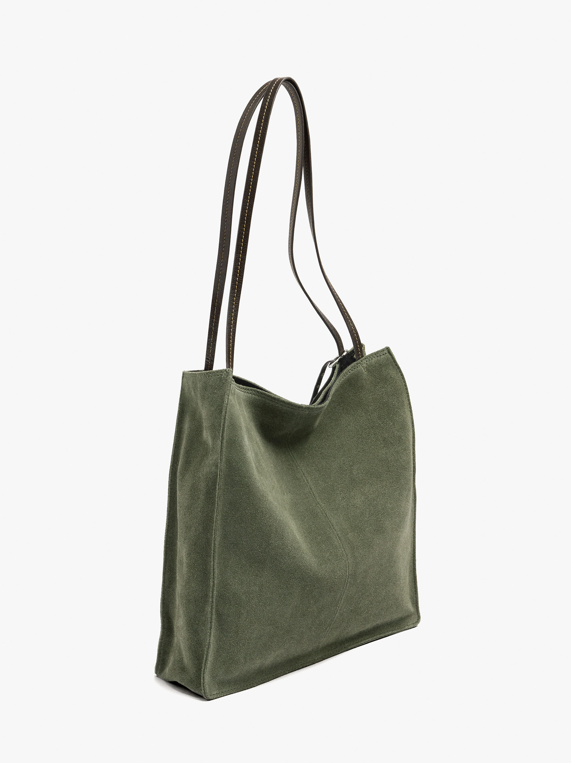 Mala shopper retangular de pele