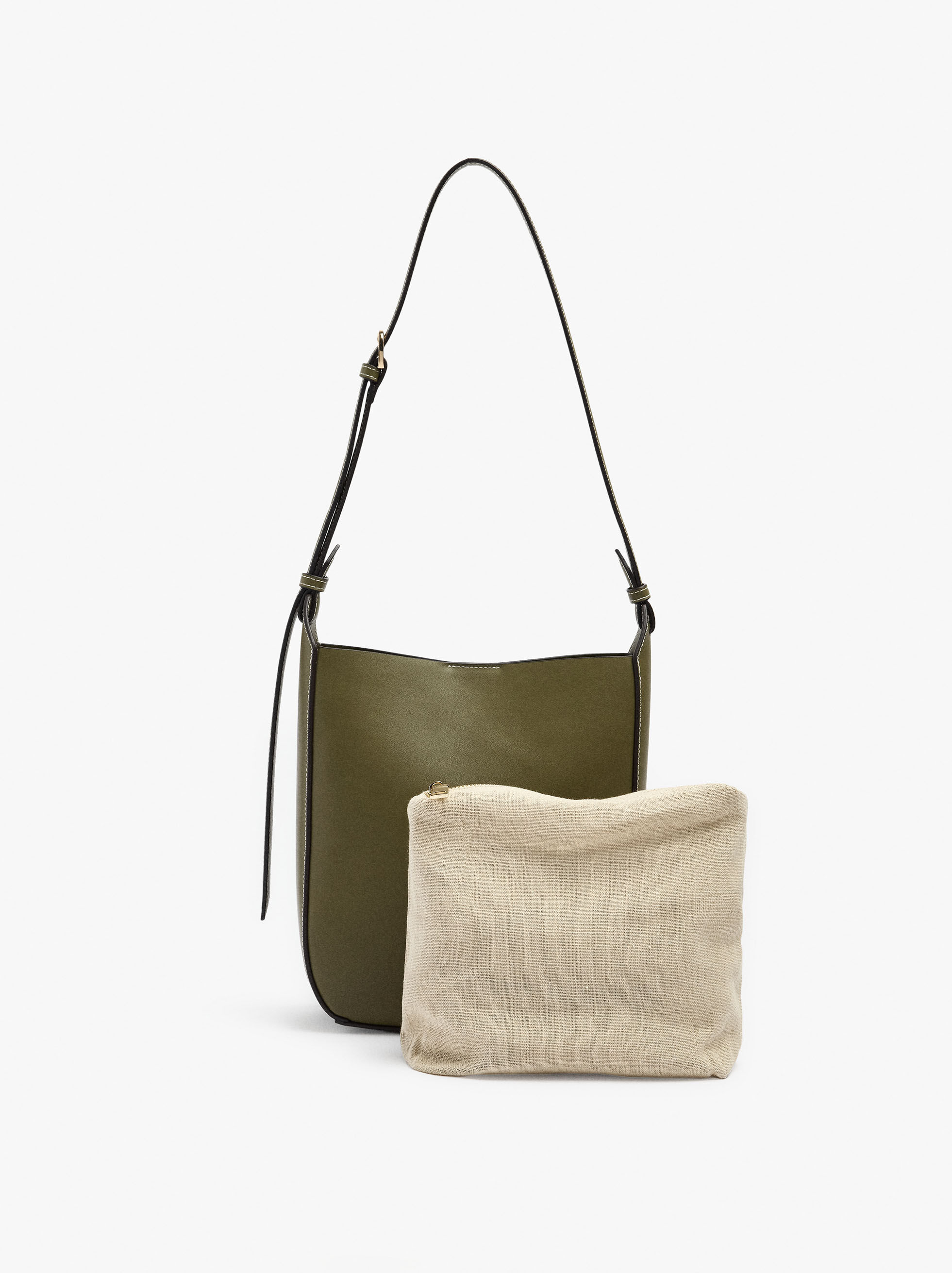 Mala de ombro lisa com bolsa removível
