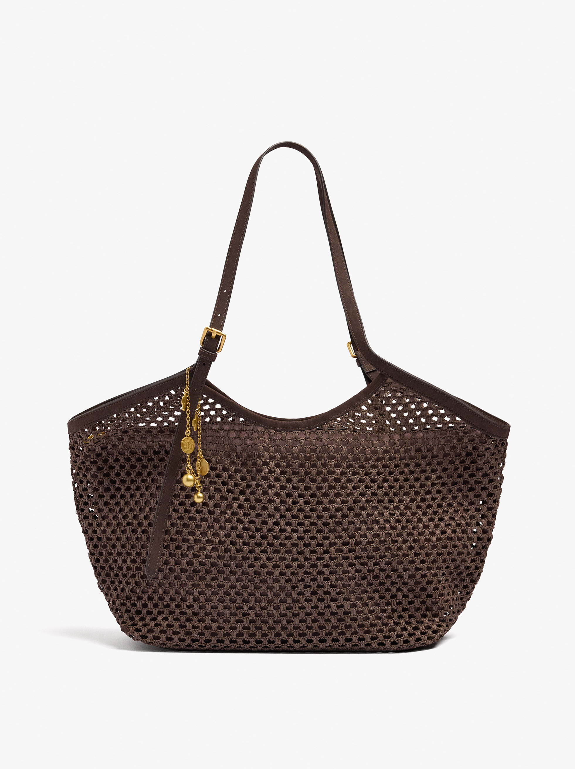 Mala shopper efeito palha com penduro