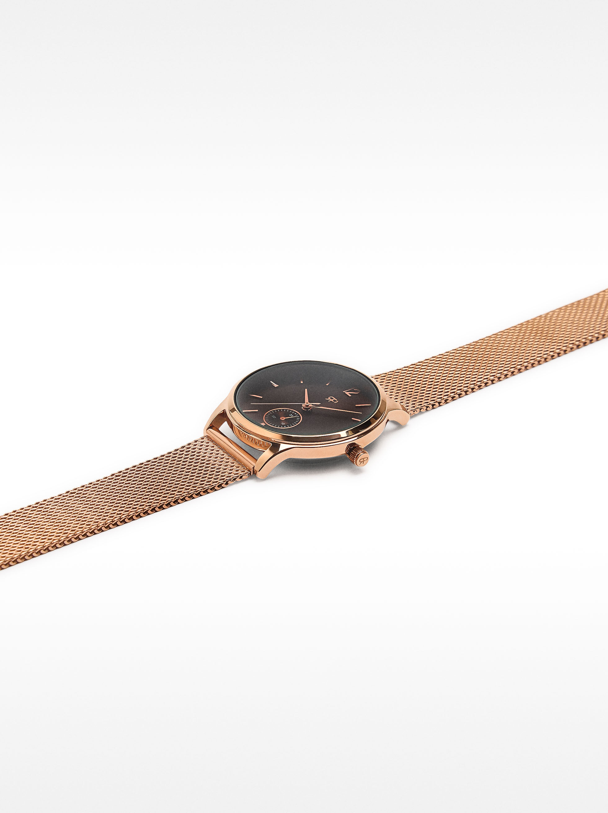 Relógio bracelete de malha metálica aço