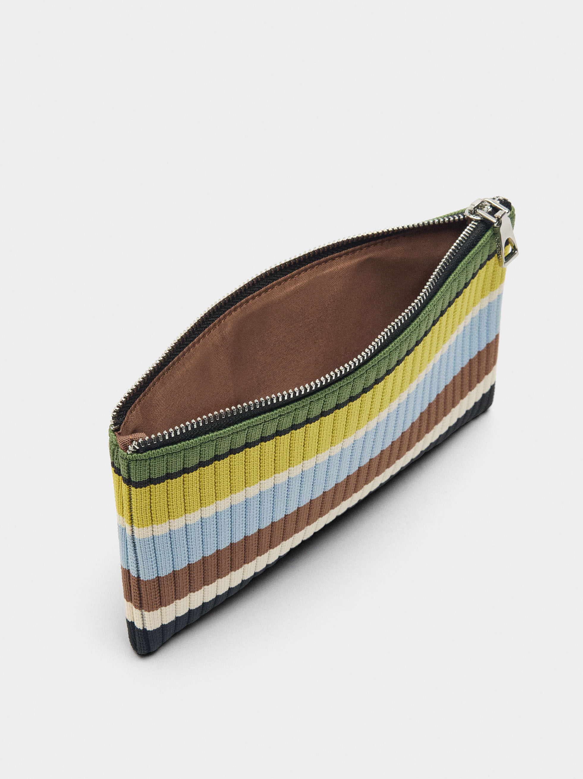 Bolsa para moedas de malha às riscas