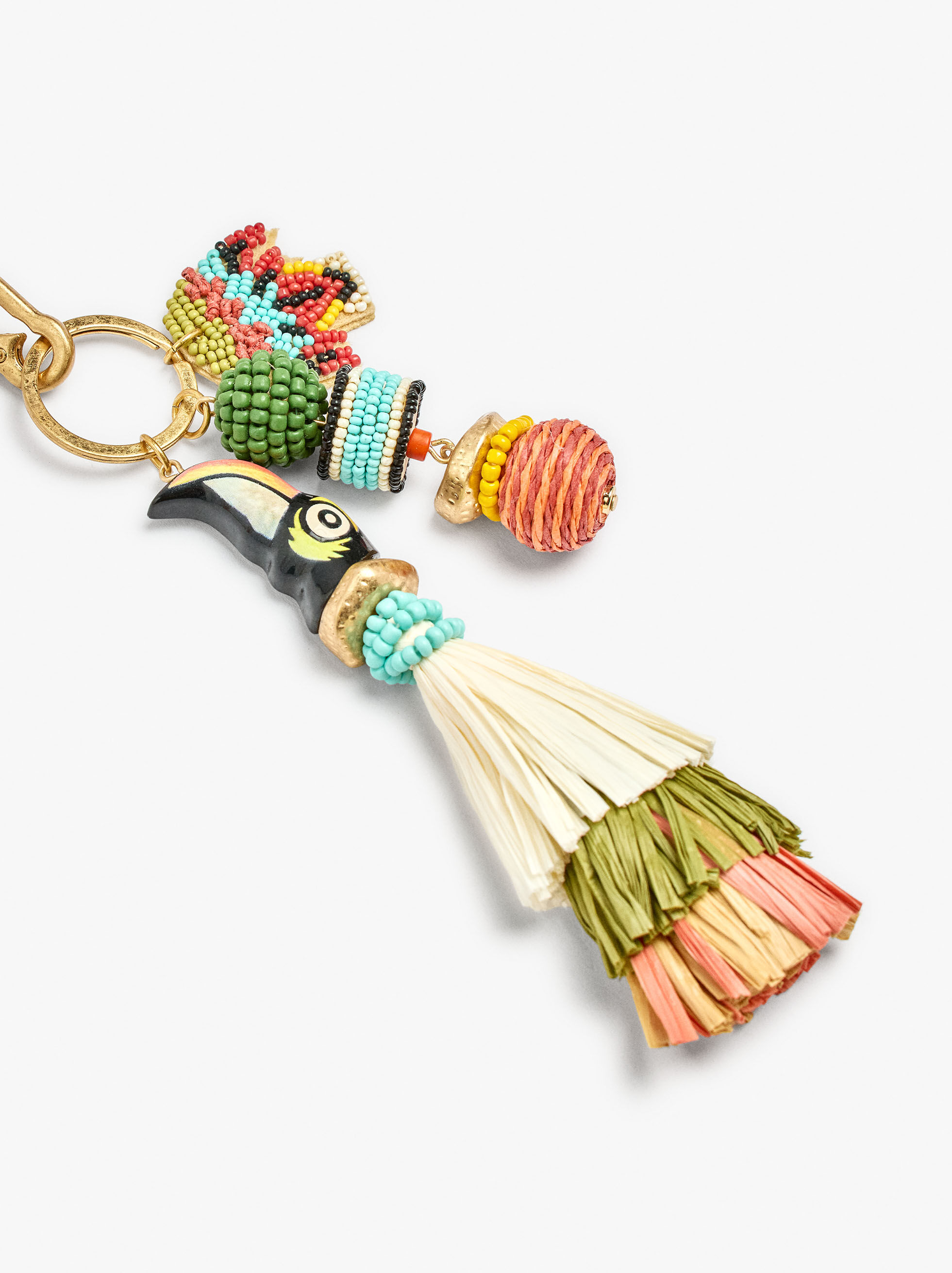 Porta-chaves charm pássaro com missangas