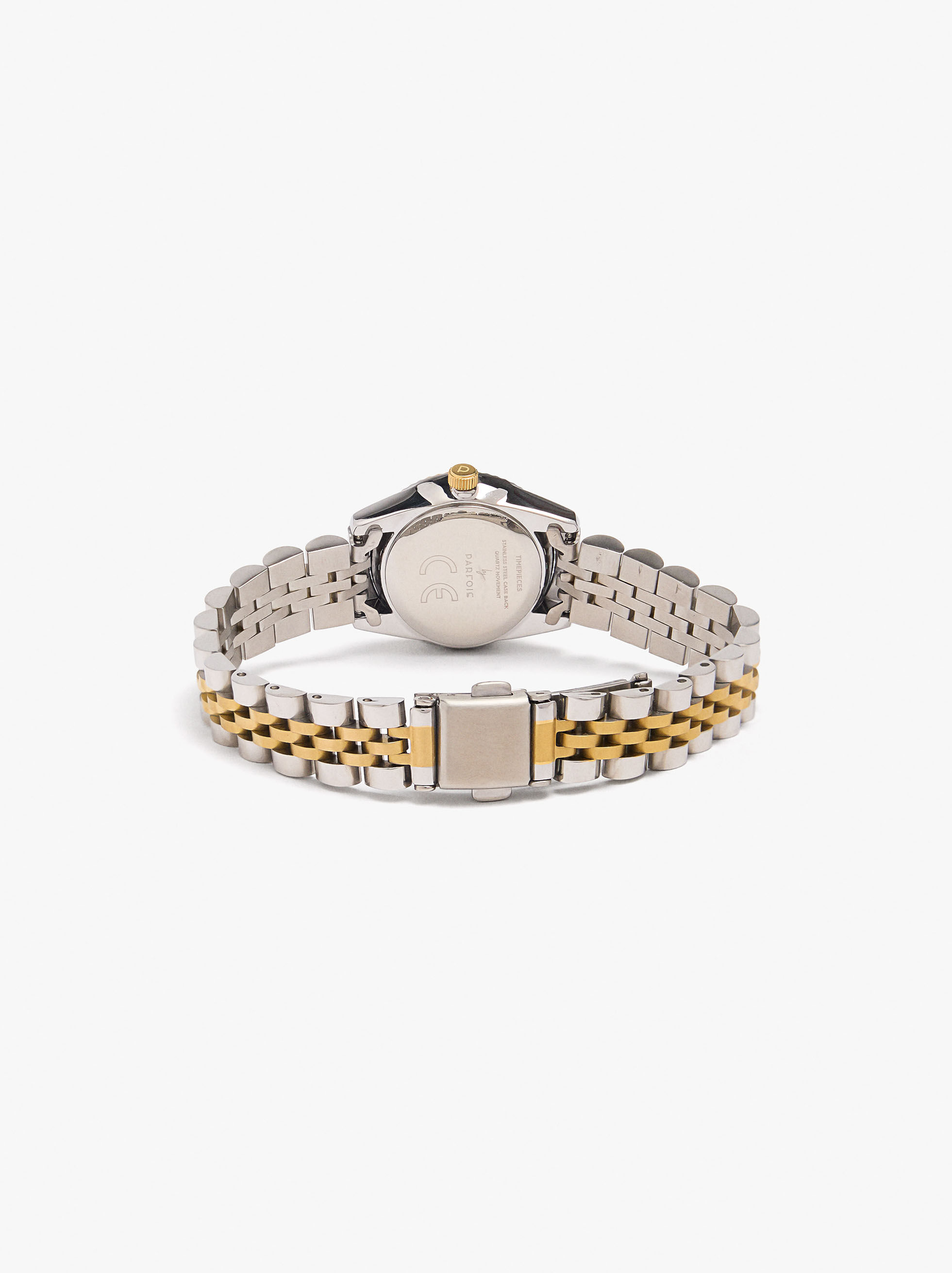 Relógio bicolor bracelete de aço inoxidável