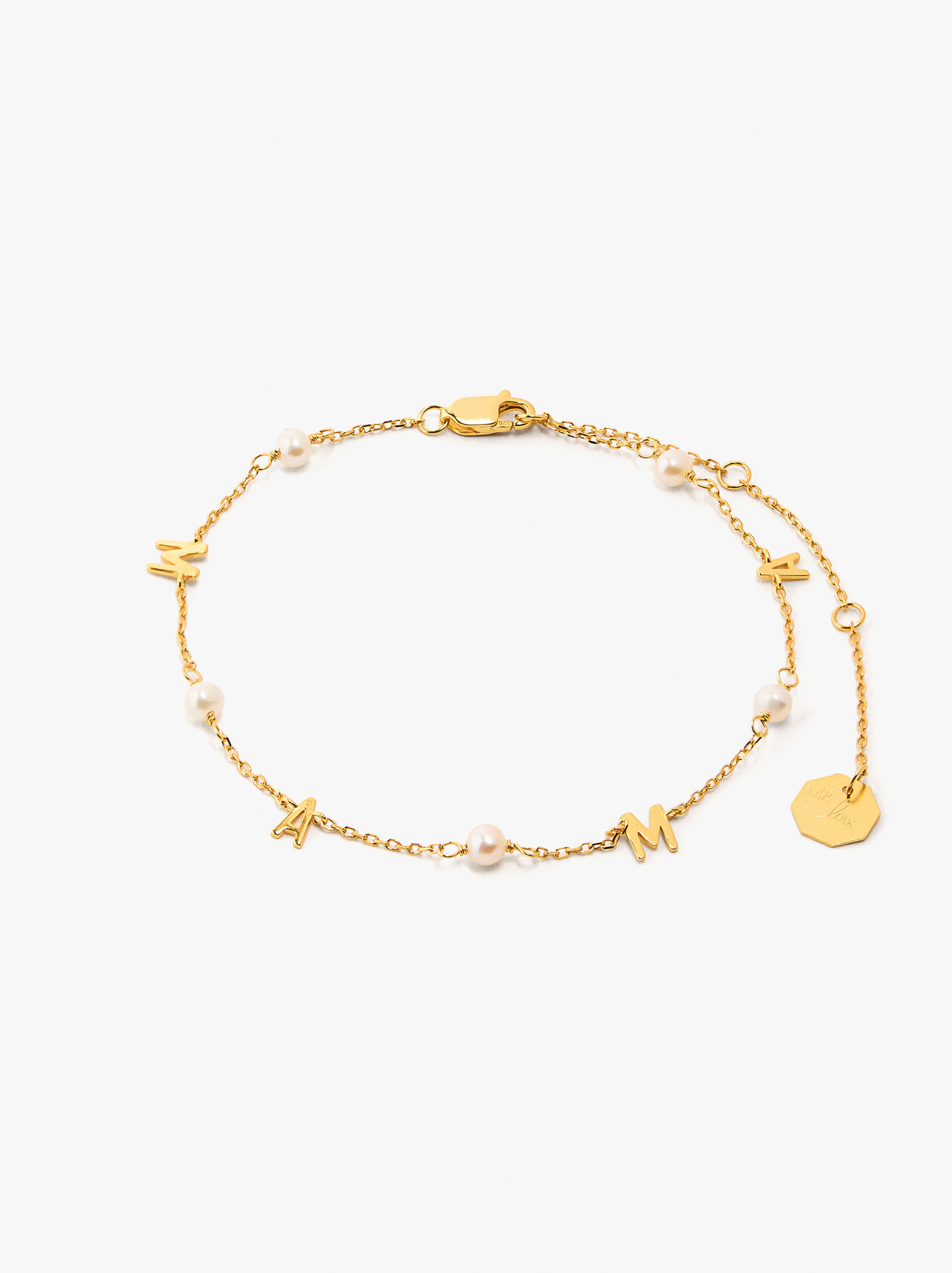 Pulseira MAMA com pérolas de água doce – prata de lei 925 Pulseira MAMA com pérolas de água doce - prata de lei 925
