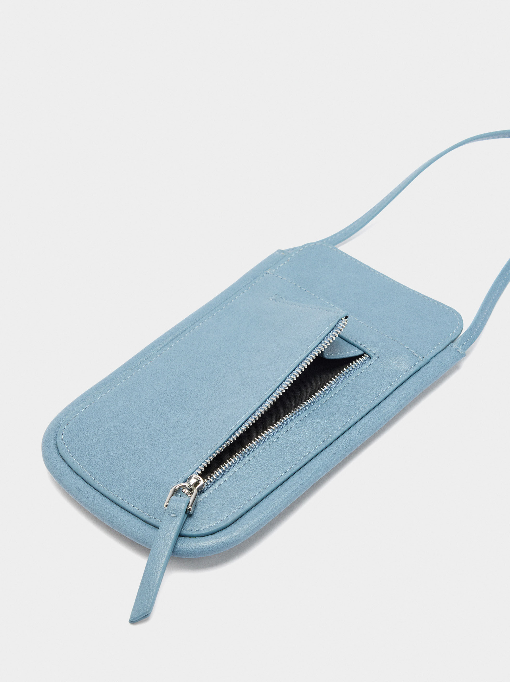 Bolsa para telemóvel com detalhes de pele
