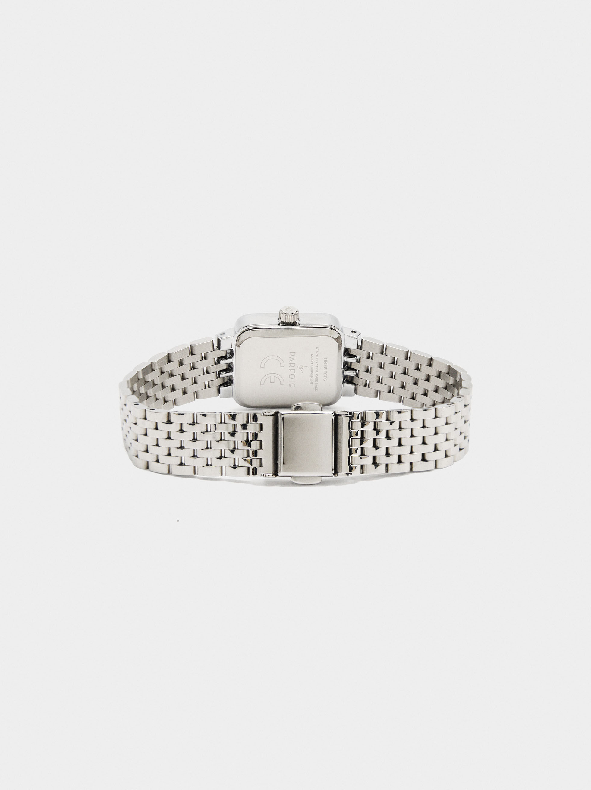 Relógio quadrado bracelete de aço inoxidável