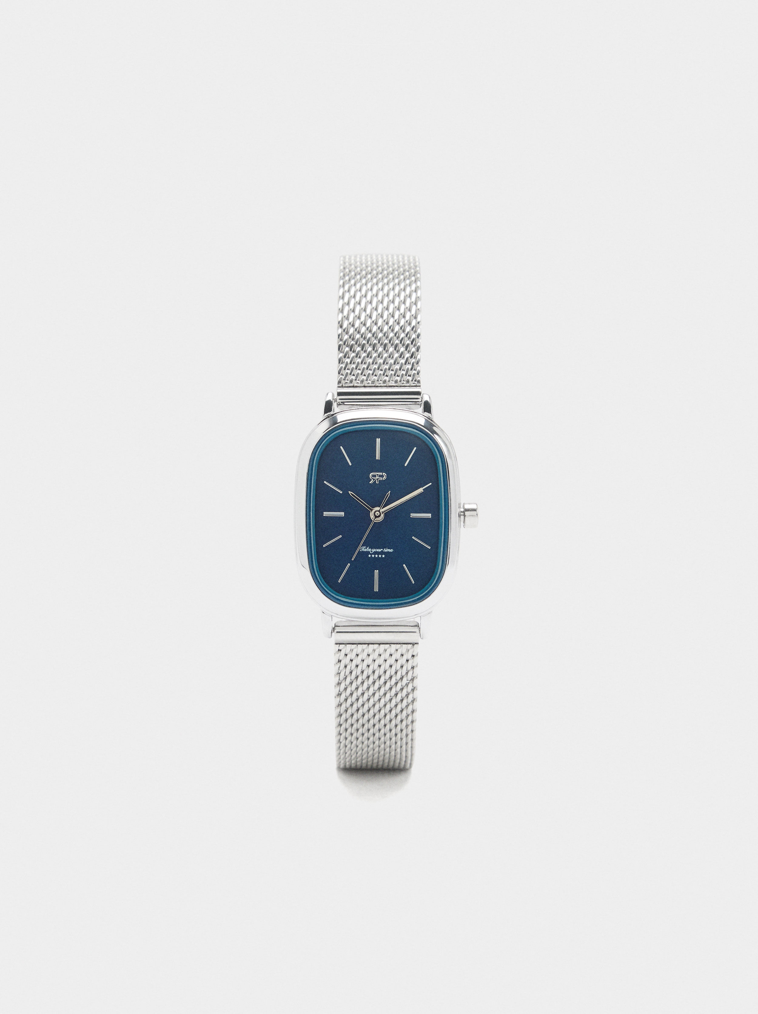 Relógio de malha metálica de aço inoxidável