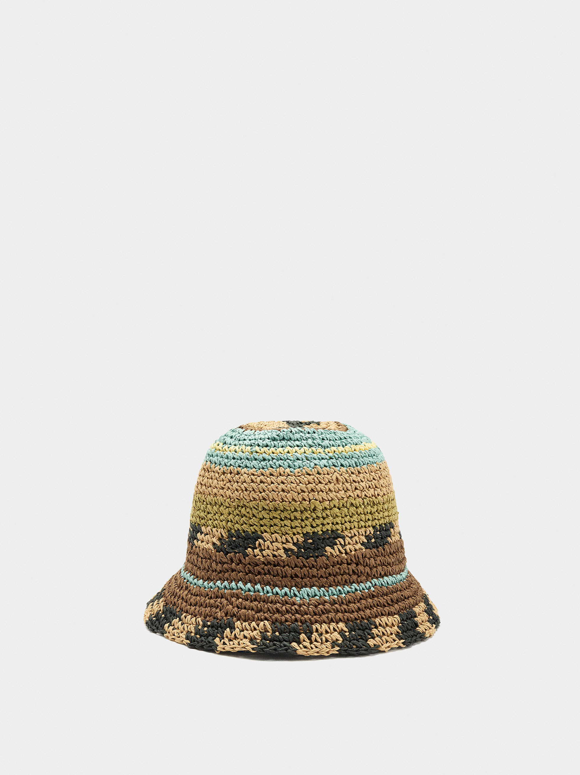 Chapéu bucket multicor efeito palha