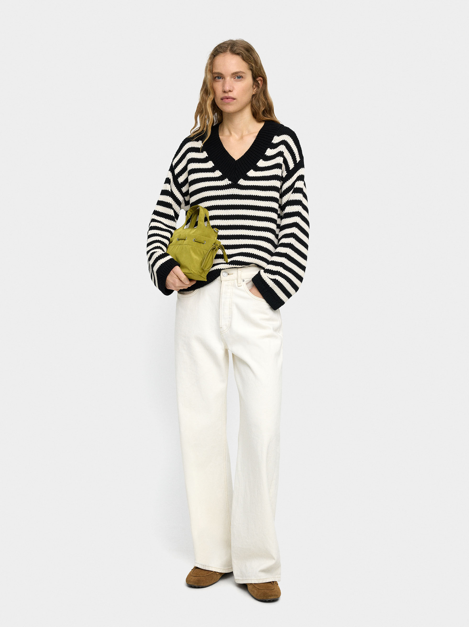 Camisola de malha às riscas