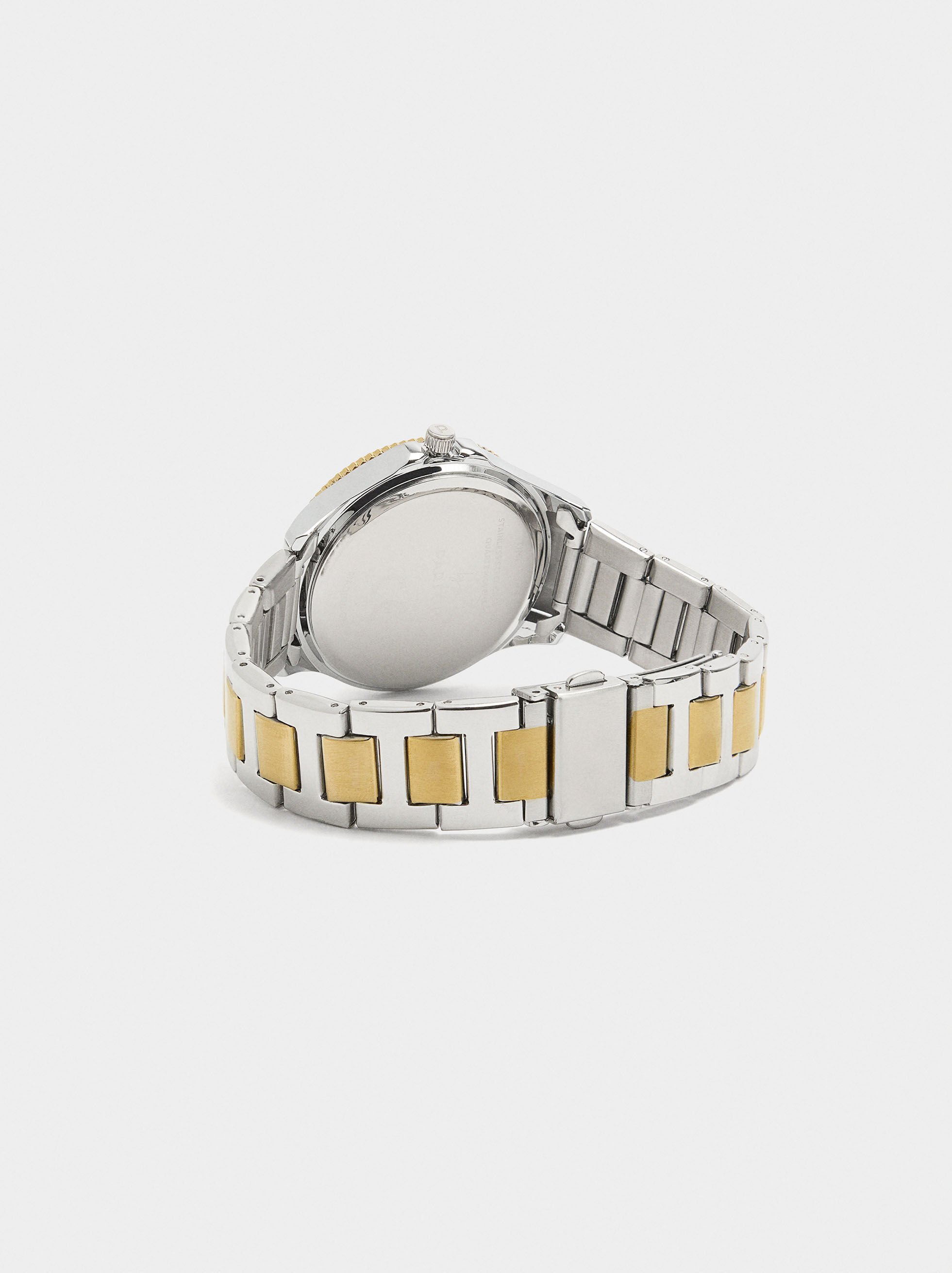 Relógio bicolor com bracelete de aço inoxidável