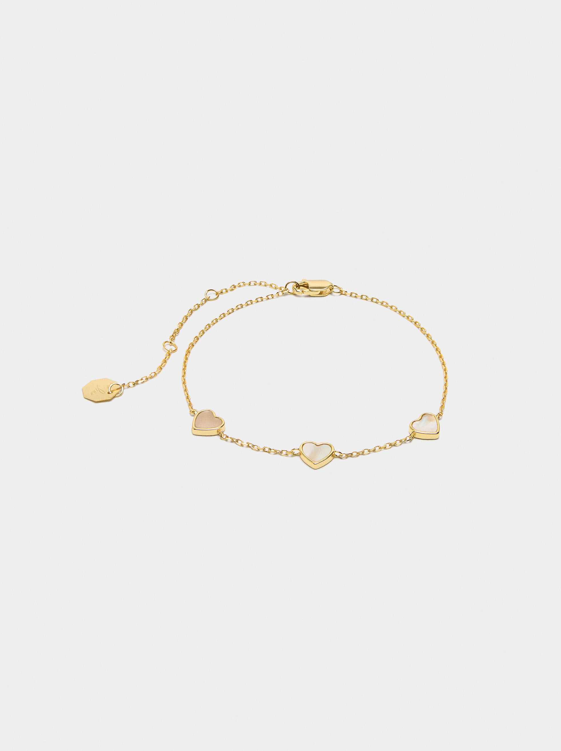 Pulseira corações de pérola de água doce - prata de lei 925