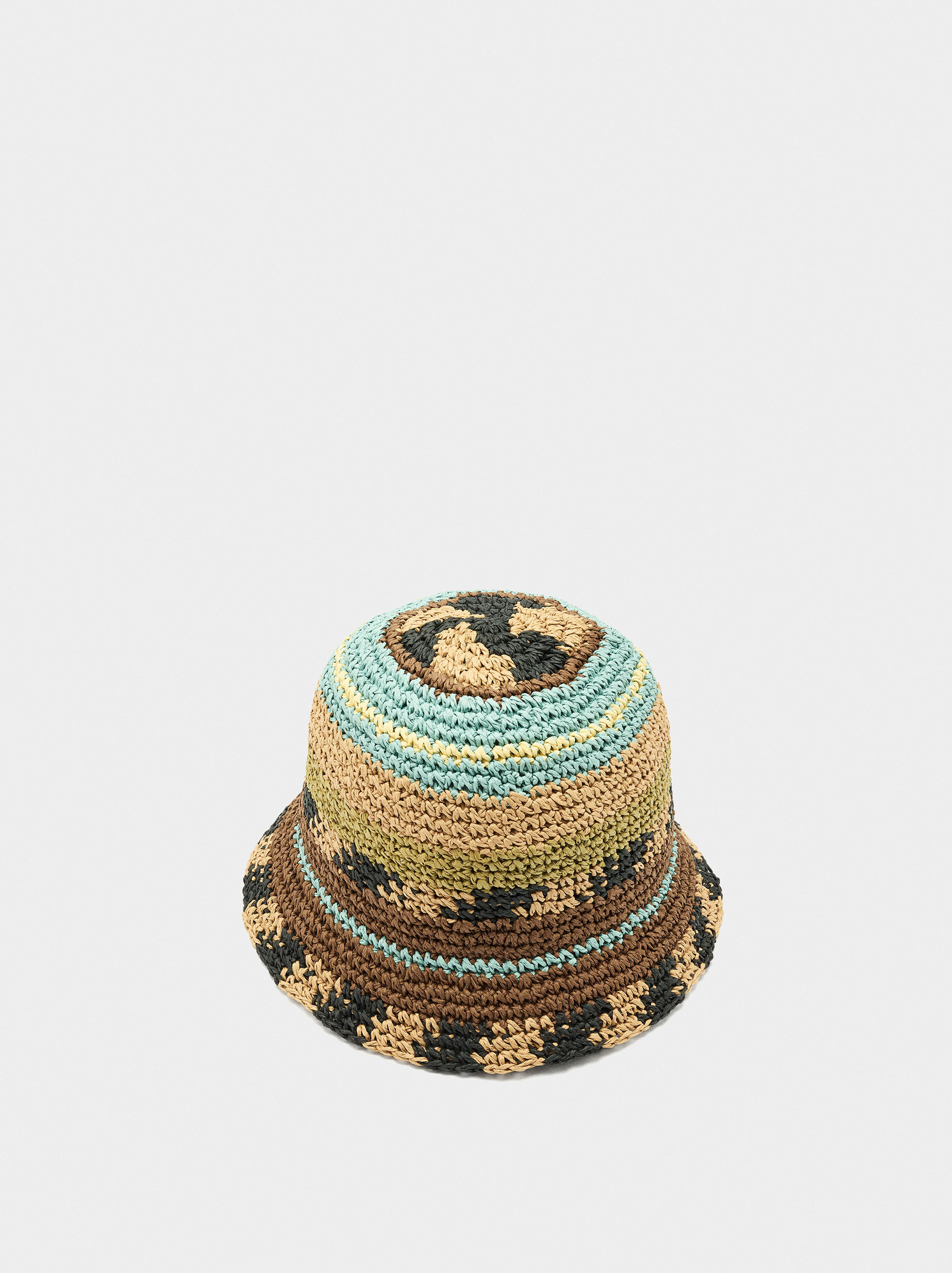 Chapéu bucket multicor efeito palha