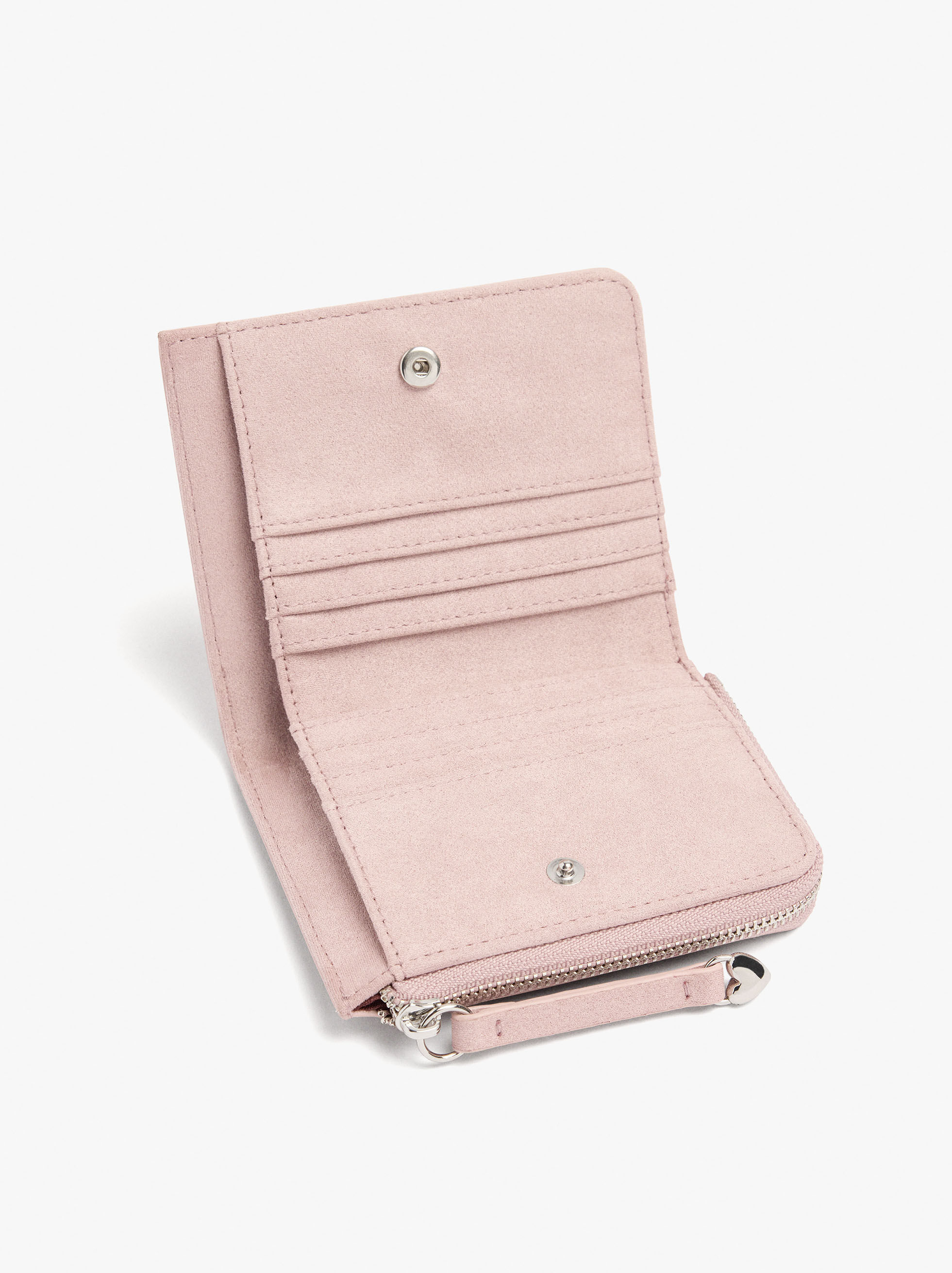 Porta-moedas com tachas detalhe coração