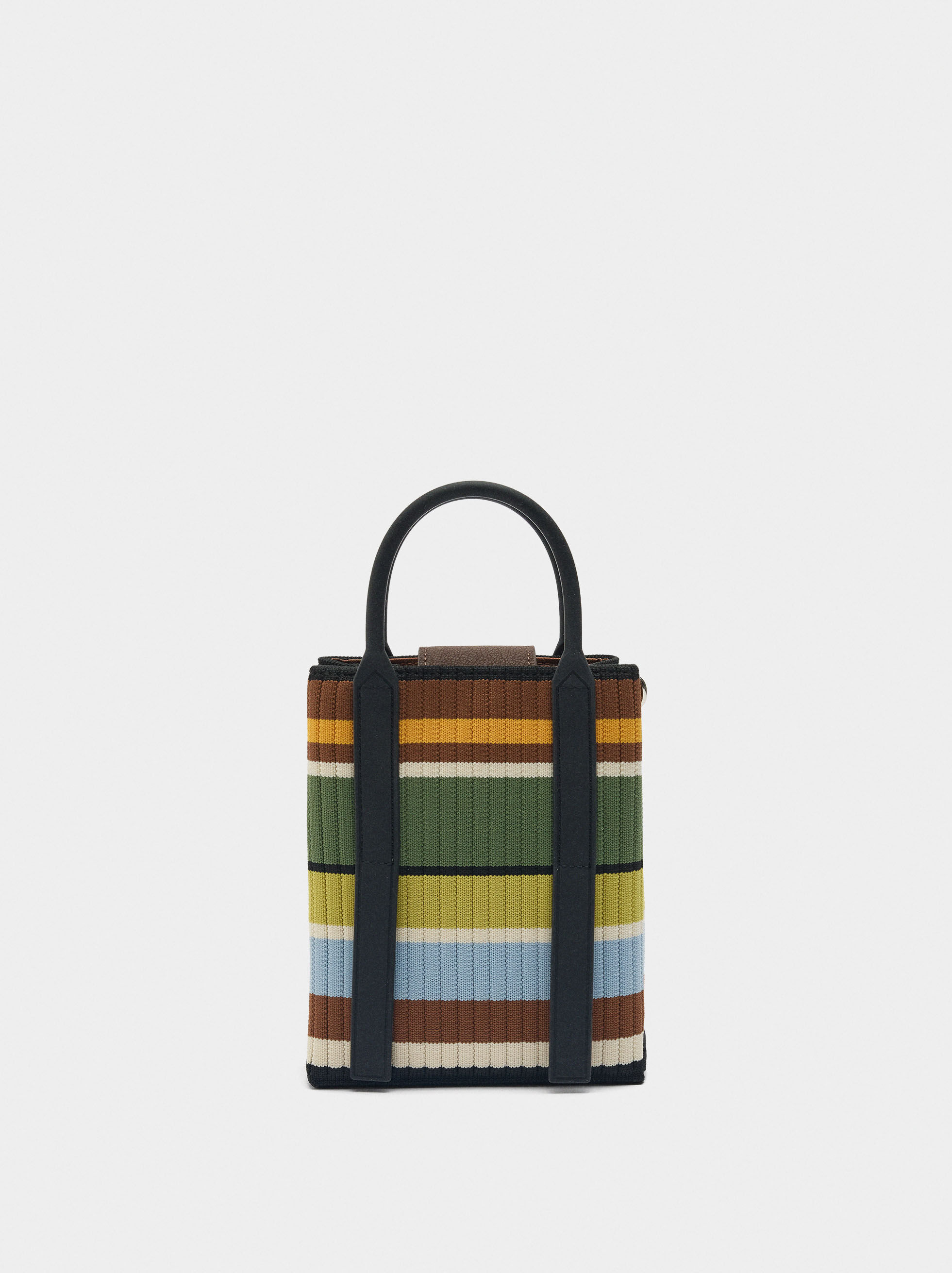 Bolsa para telemóvel de malha às riscas