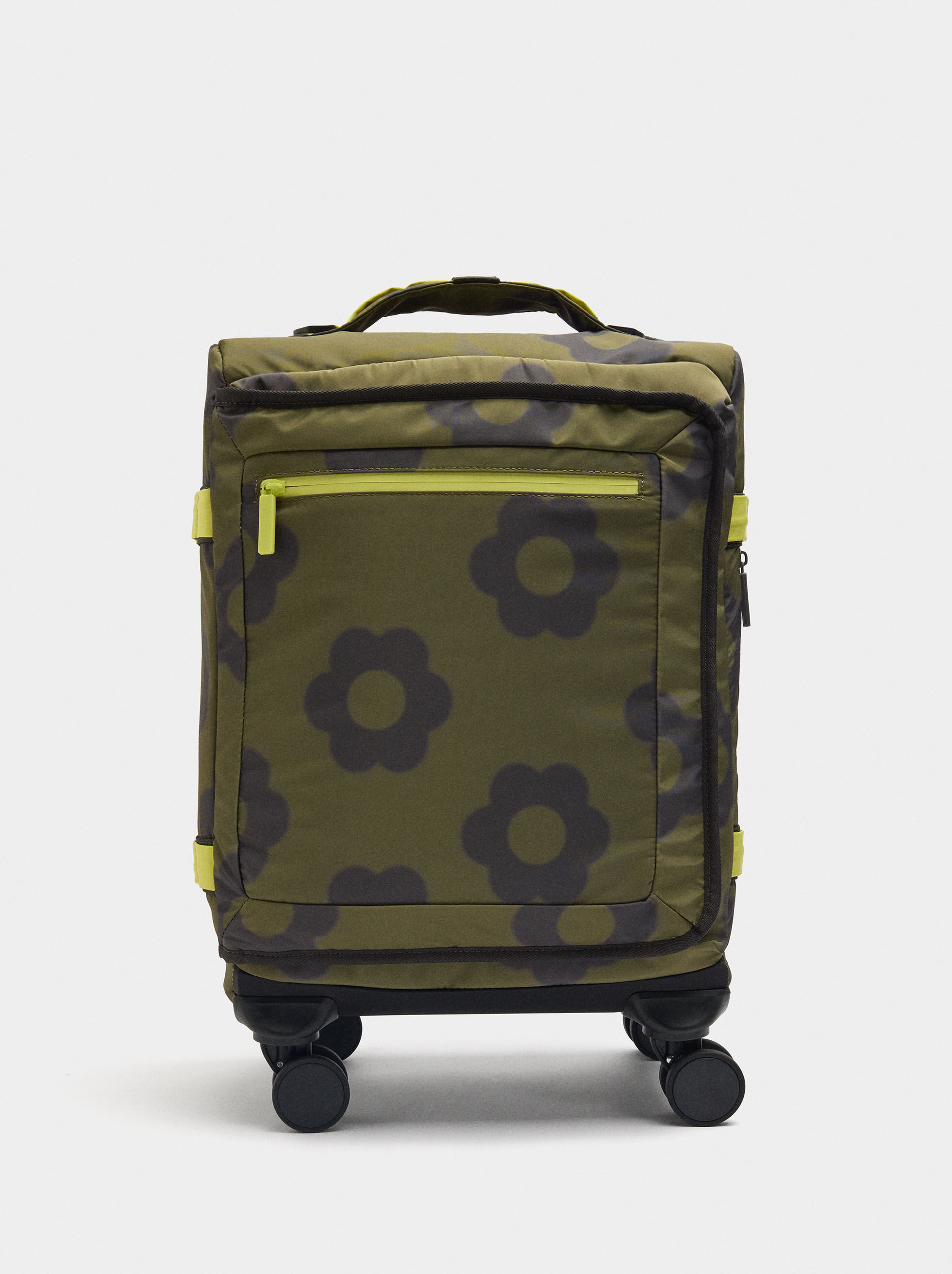 Mala de viagem de nylon estampado floral