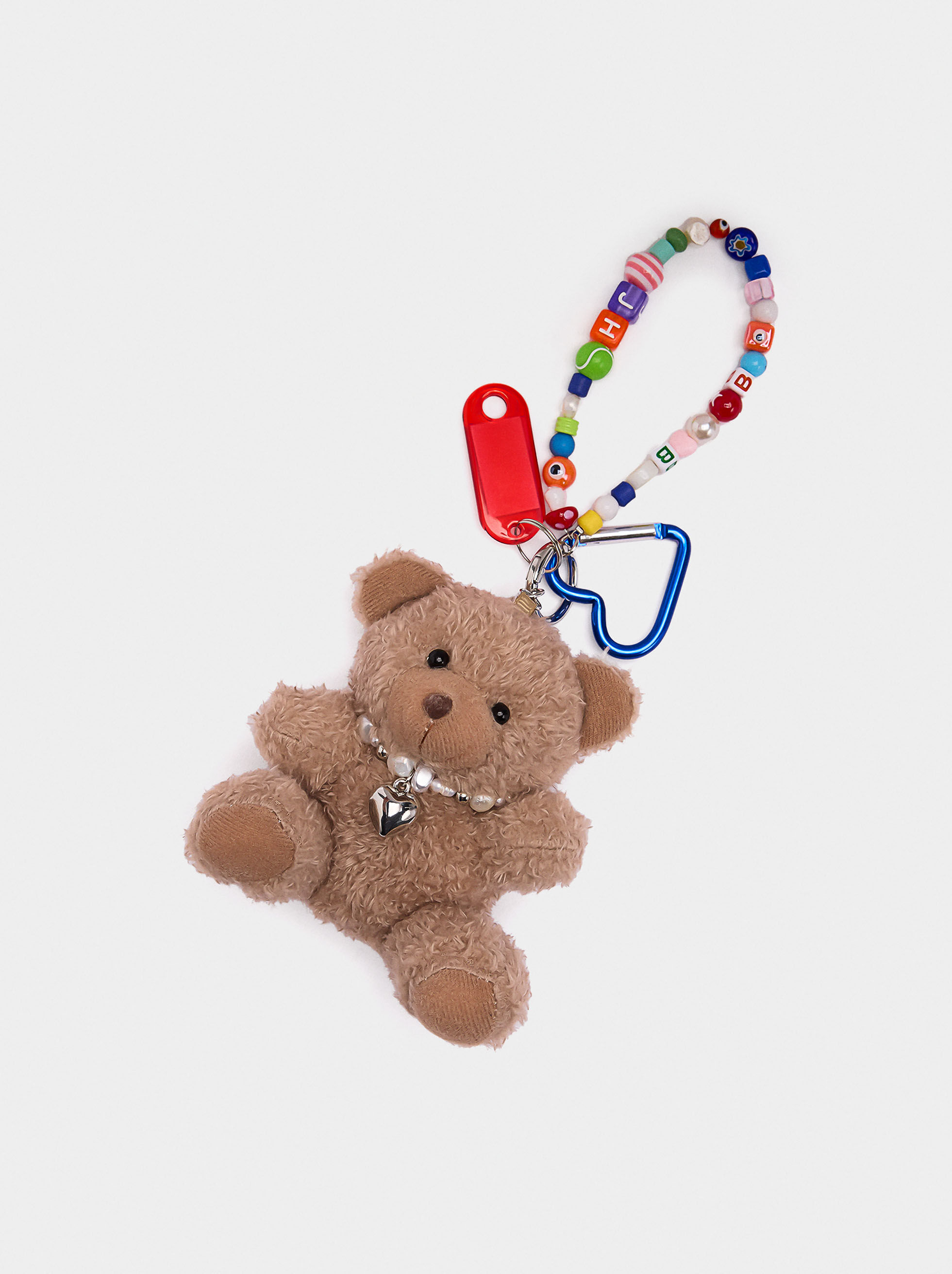Porta-chaves charm ursa mosquetão de coração