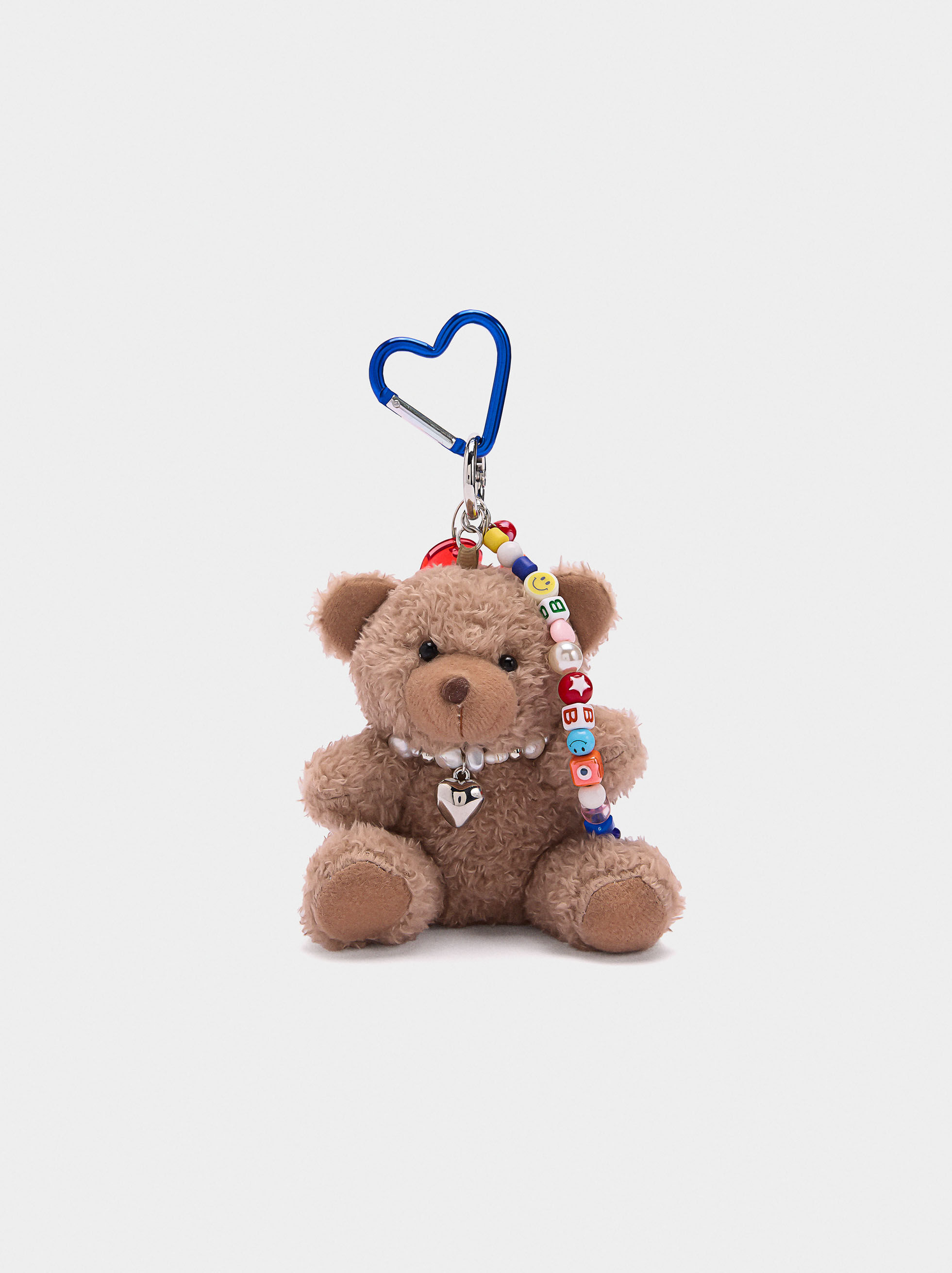 Porta-chaves charm ursa mosquetão de coração