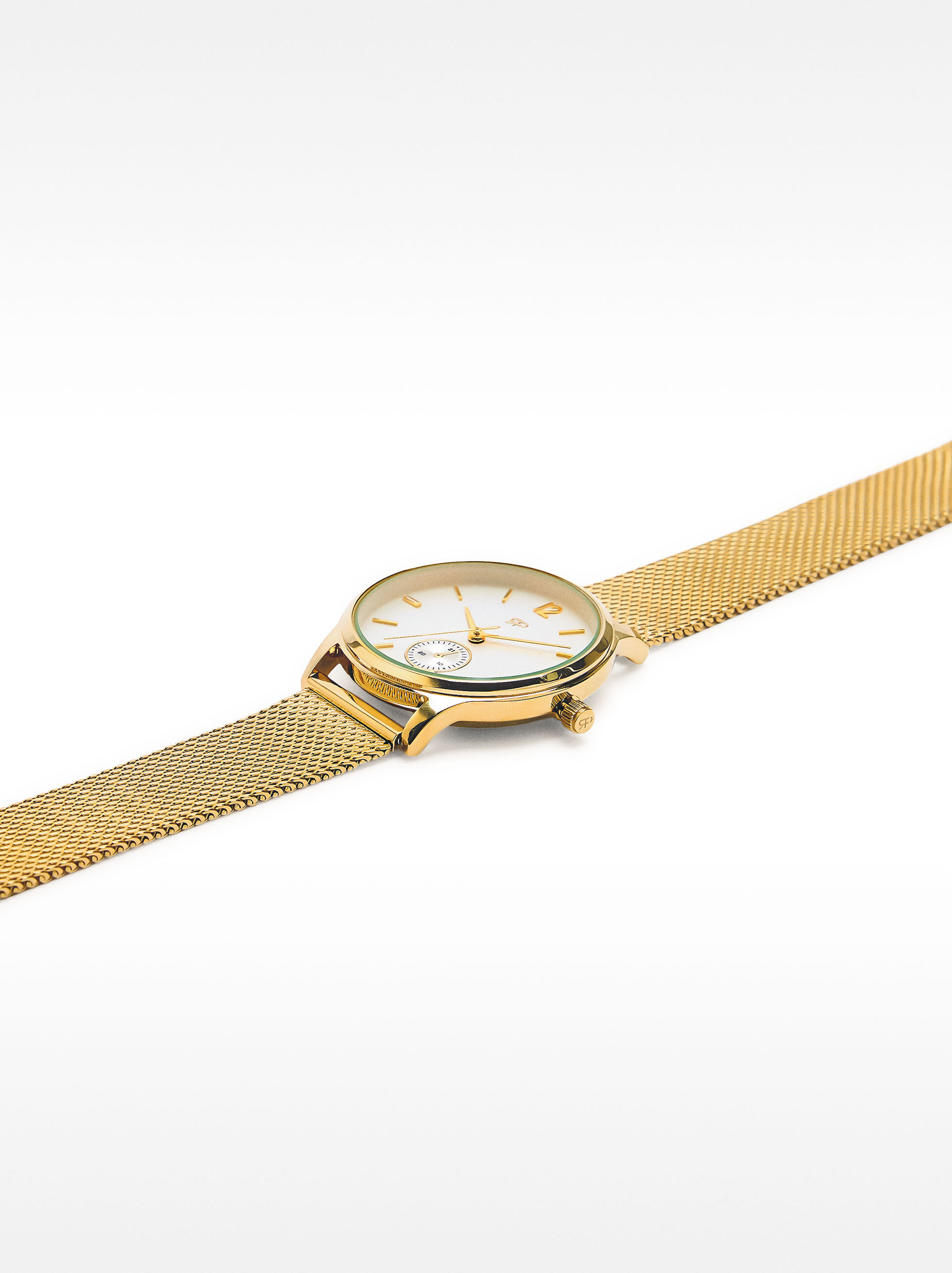Relógio bracelete de malha metálica aço